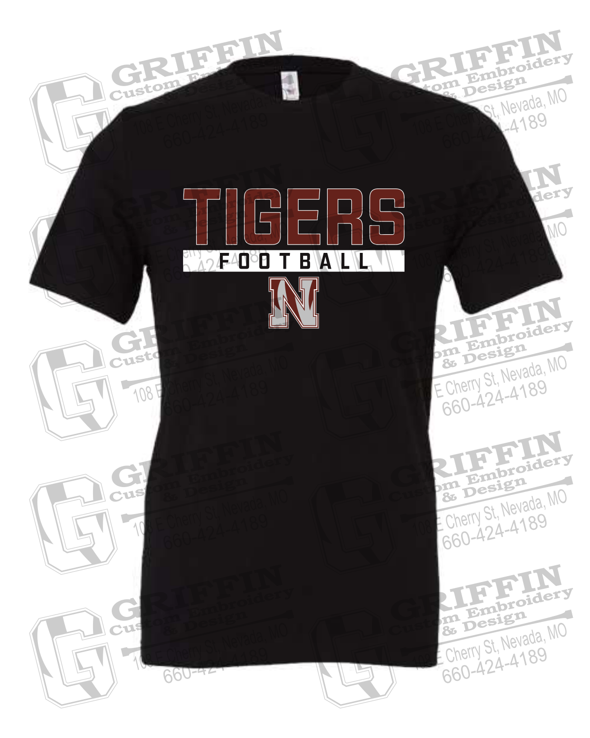 Cotton Short Sleeve T-Shirt - Football - Nevada Tigers 26-E