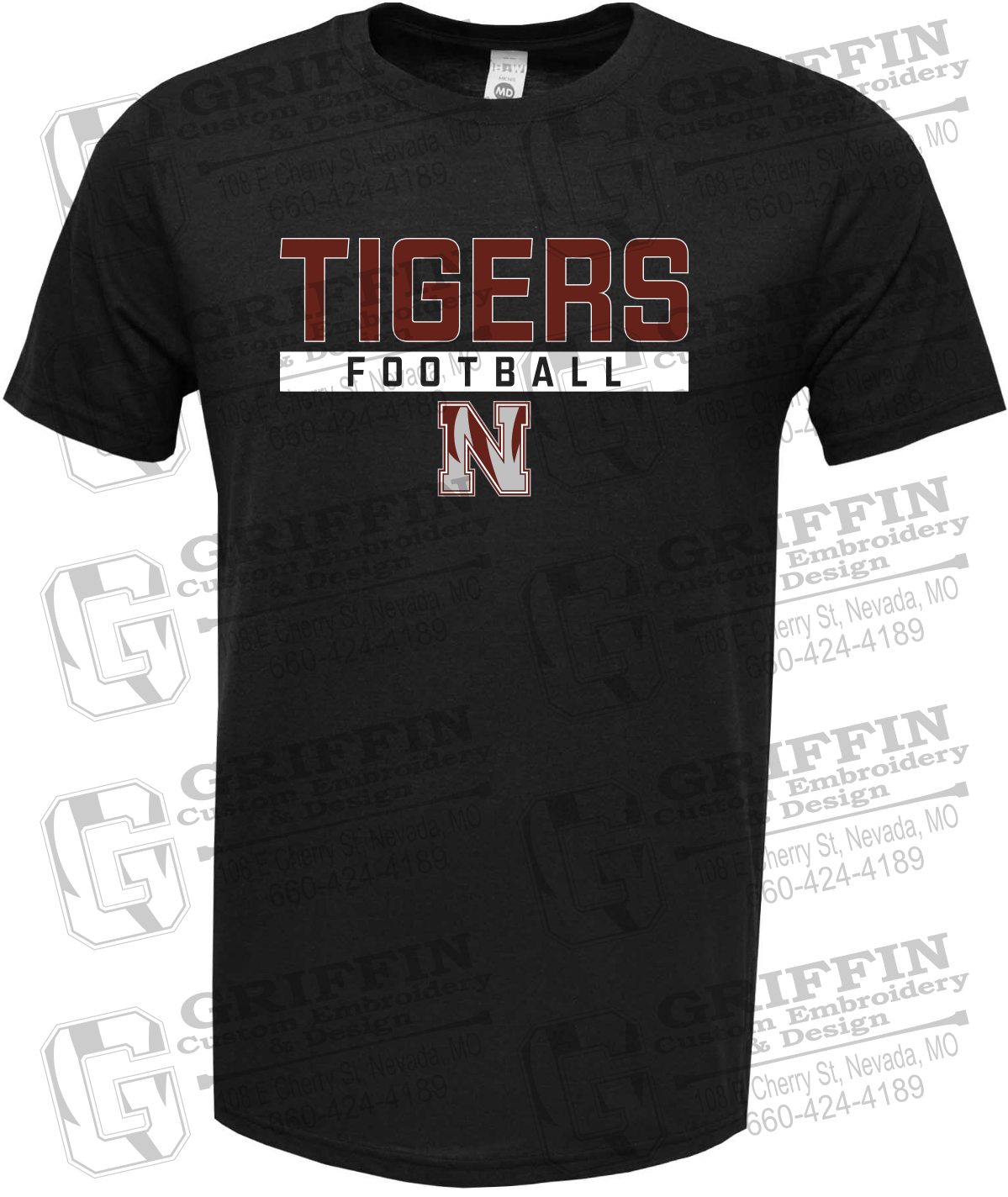 Soft-Tek Short Sleeve T-Shirt - Football - Nevada Tigers 26-E