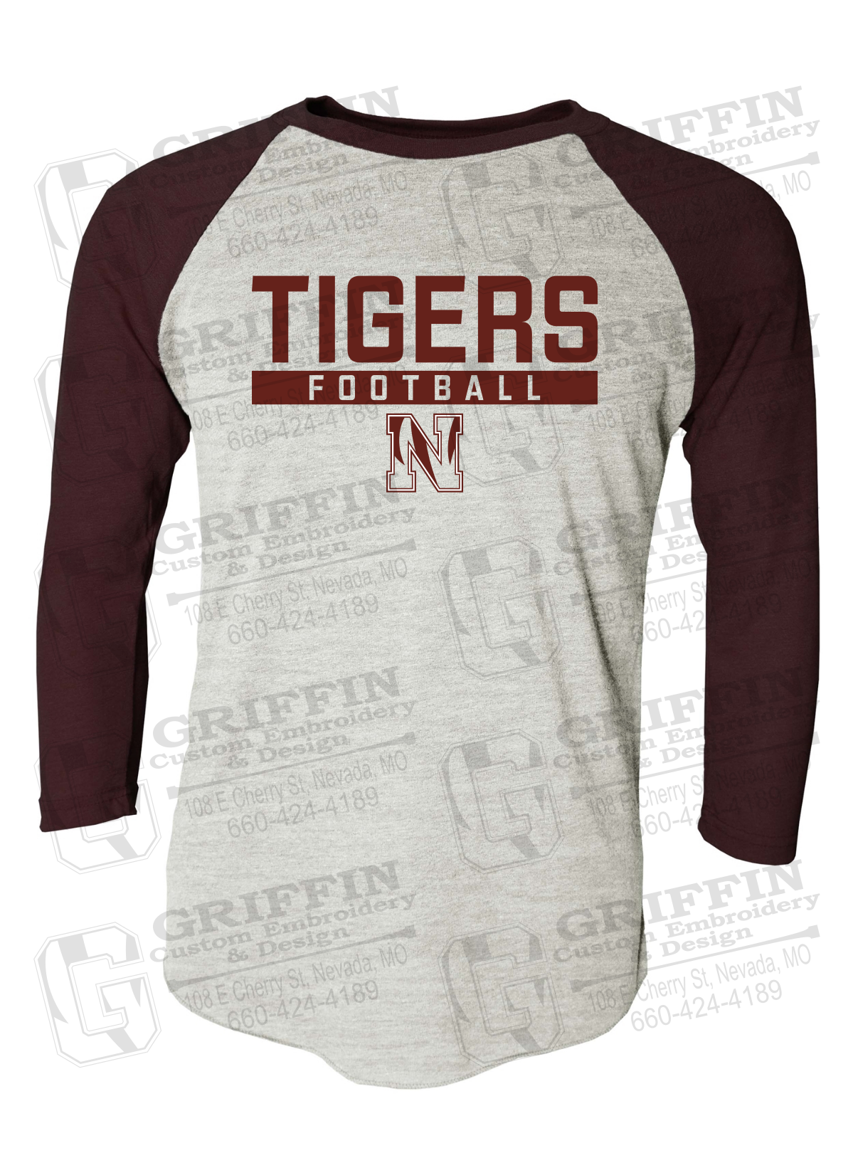 Tri-Blend Raglan Sleeve T-Shirt - Football - Nevada Tigers 26-E