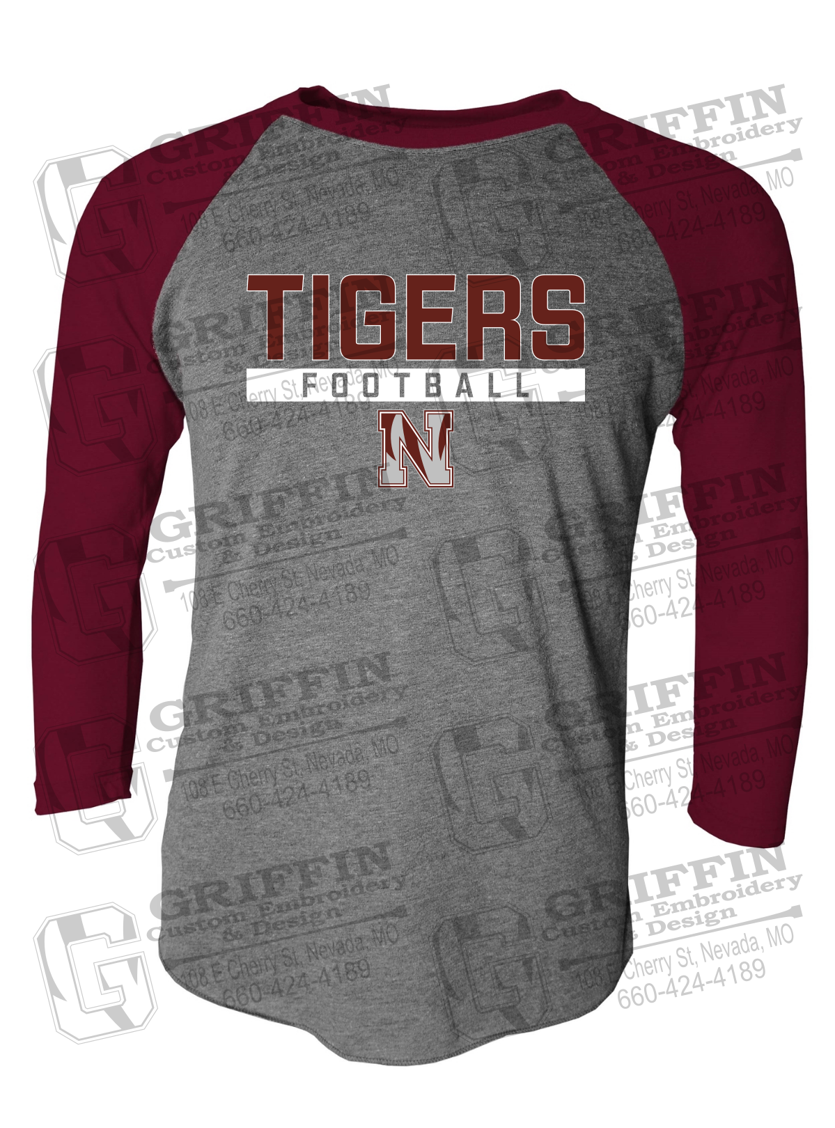 Tri-Blend Raglan Sleeve T-Shirt - Football - Nevada Tigers 26-E