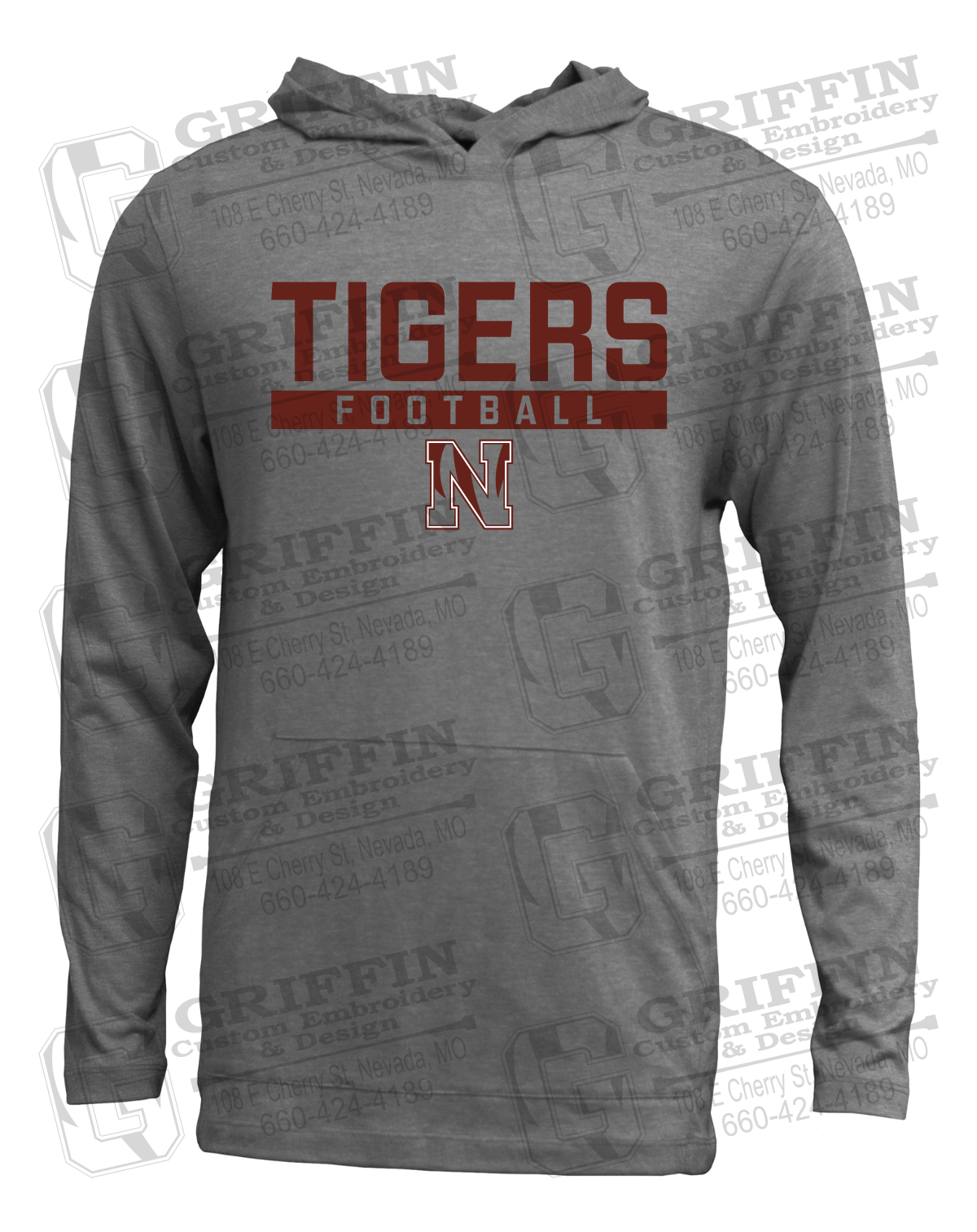 Soft-Tek T-Shirt Hoodie - Football - Nevada Tigers 26-E