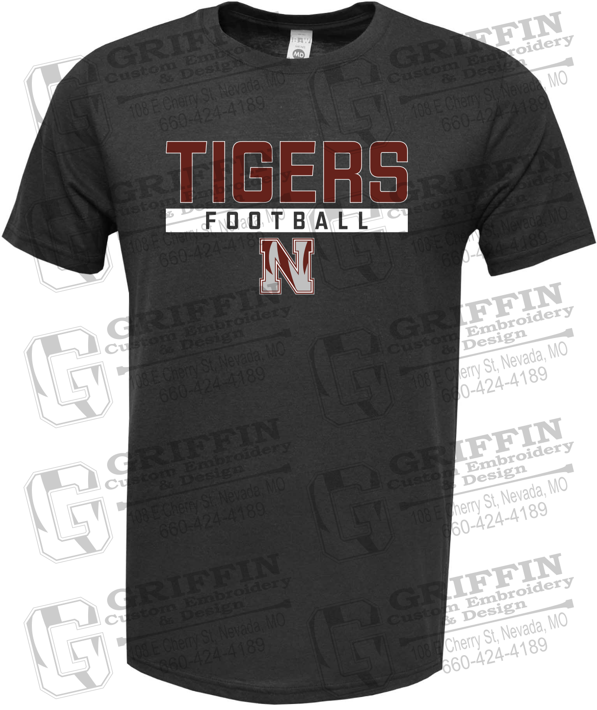 Soft-Tek Short Sleeve T-Shirt - Football - Nevada Tigers 26-E