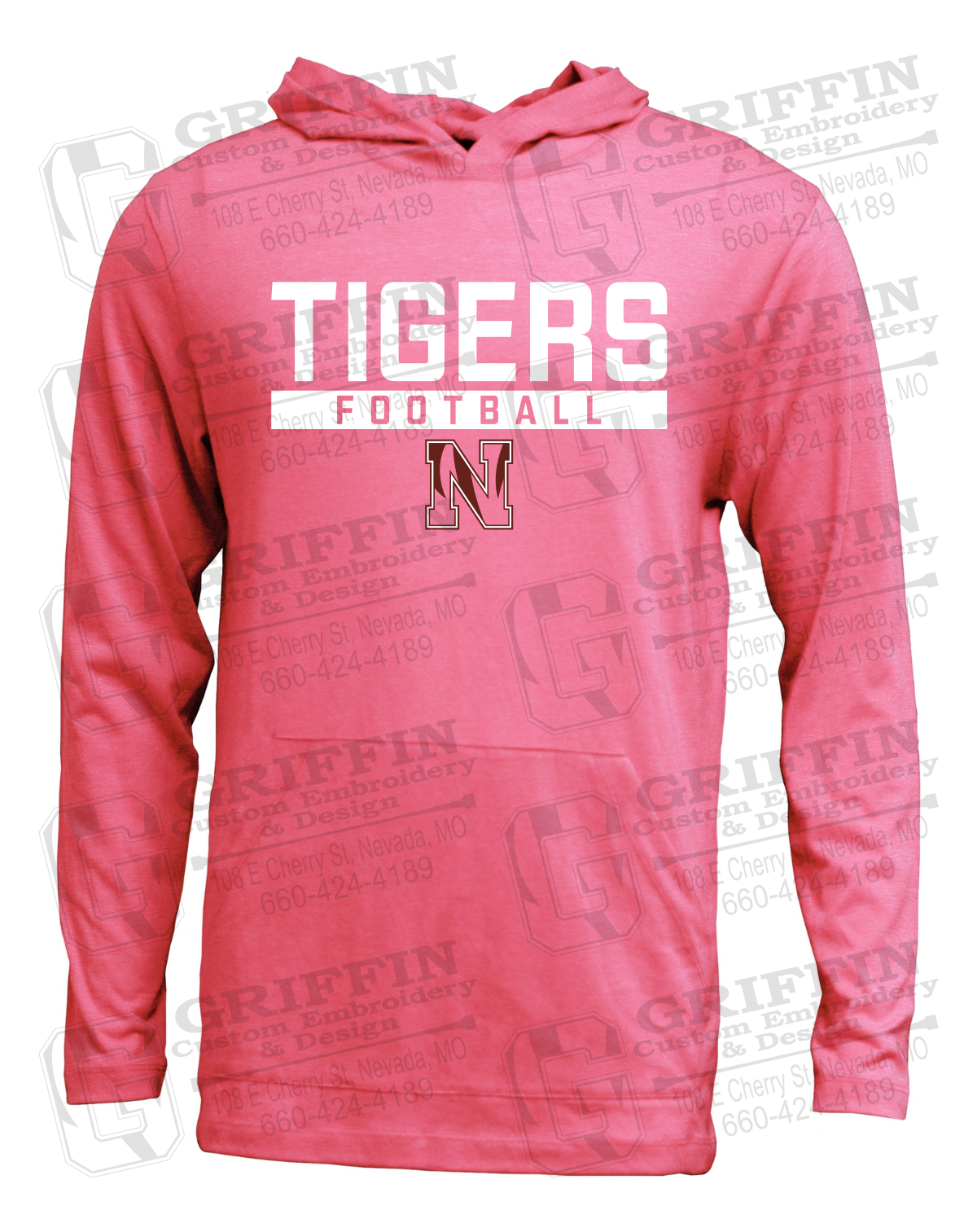 Soft-Tek T-Shirt Hoodie - Football - Nevada Tigers 26-E