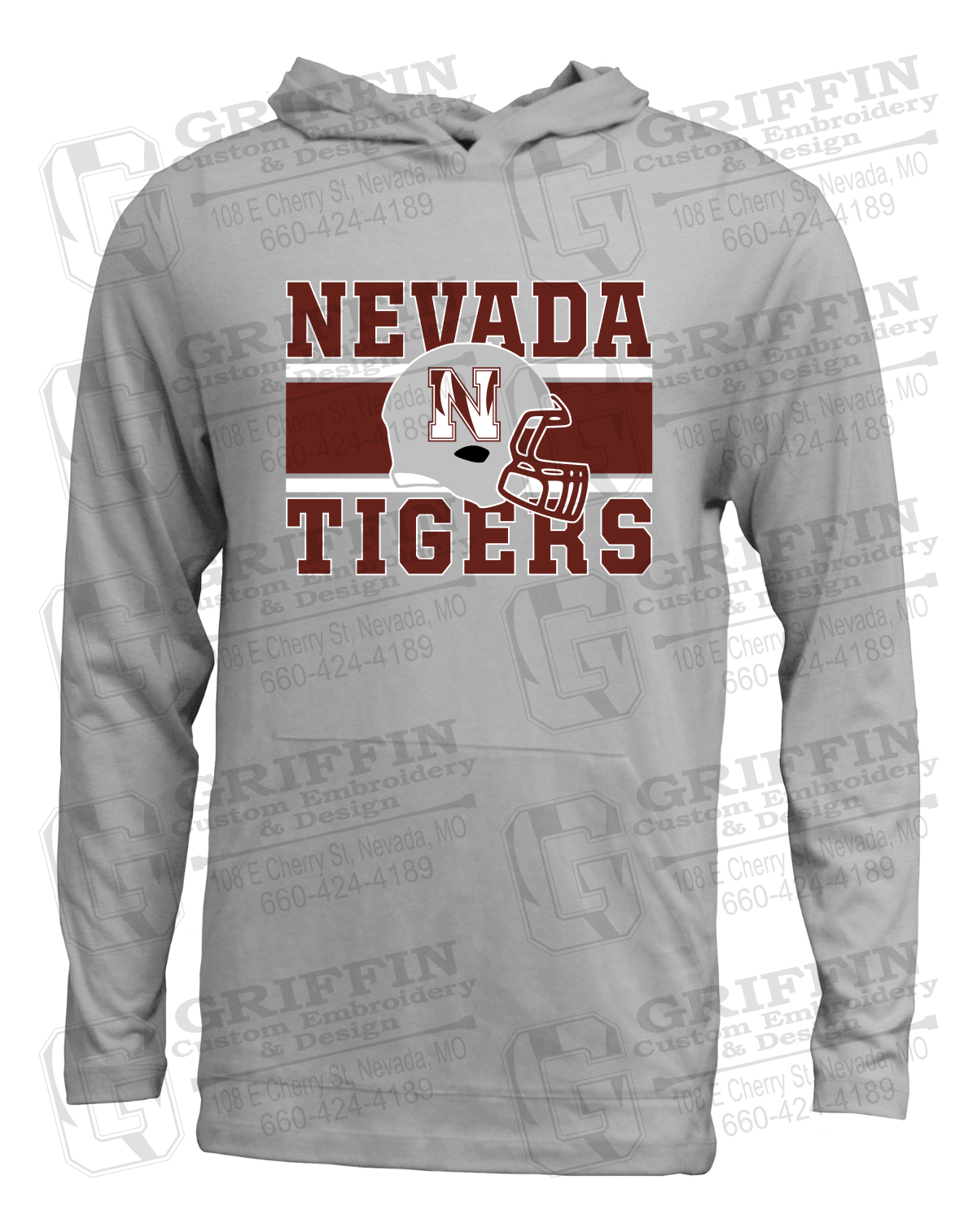 Soft-Tek T-Shirt Hoodie - Football - Nevada Tigers 26-F