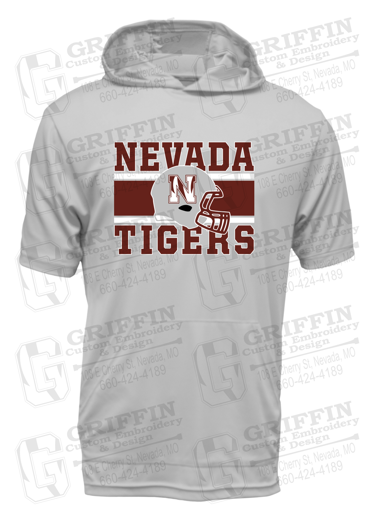 Dry-Fit Short Sleeve T-Shirt Hoodie - Football - Nevada Tigers 26-F