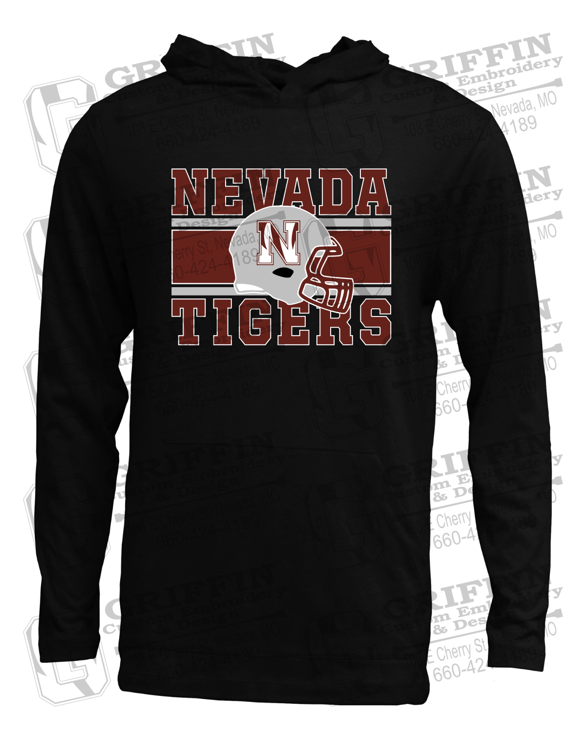 Soft-Tek T-Shirt Hoodie - Football - Nevada Tigers 26-F
