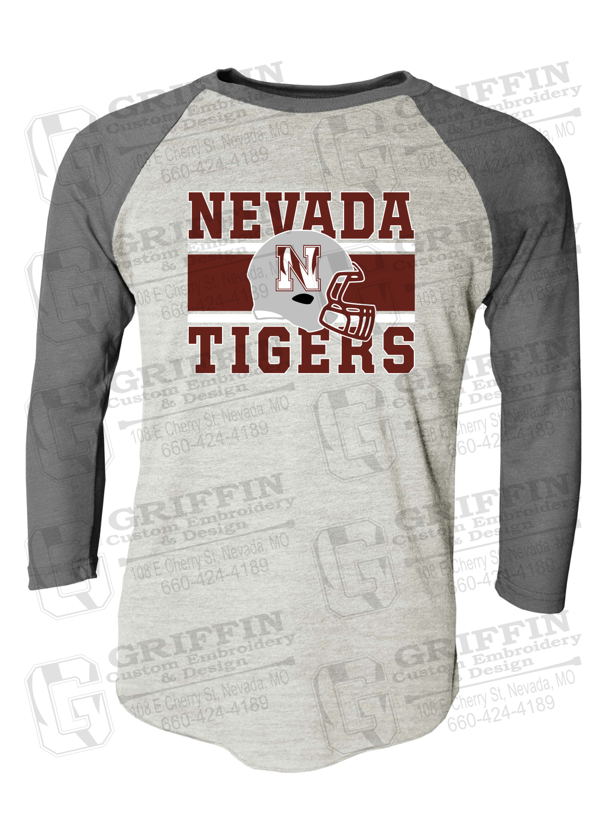 Tri-Blend Raglan Sleeve T-Shirt - Football - Nevada Tigers 26-F