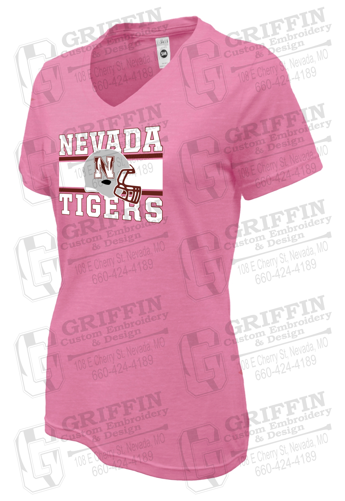 Womens Soft-Tek V-Neck T-Shirt - Football - Nevada Tigers 26-F