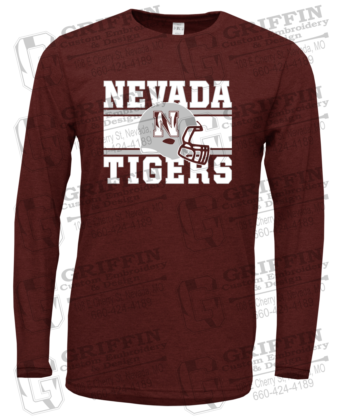 Soft-Tek Long Sleeve T-Shirt - Football - Nevada Tigers 26-F