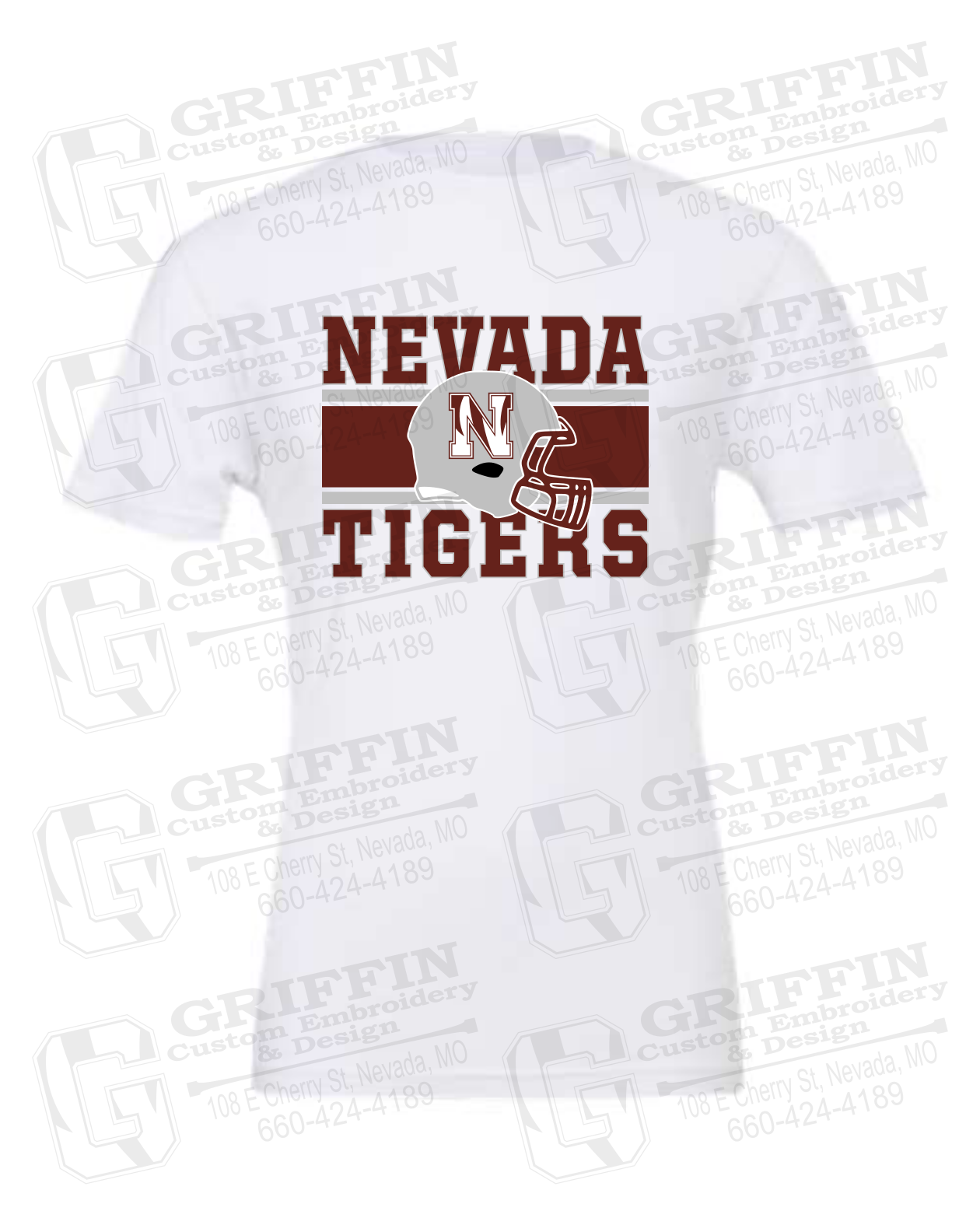 Cotton Short Sleeve T-Shirt - Football - Nevada Tigers 26-F