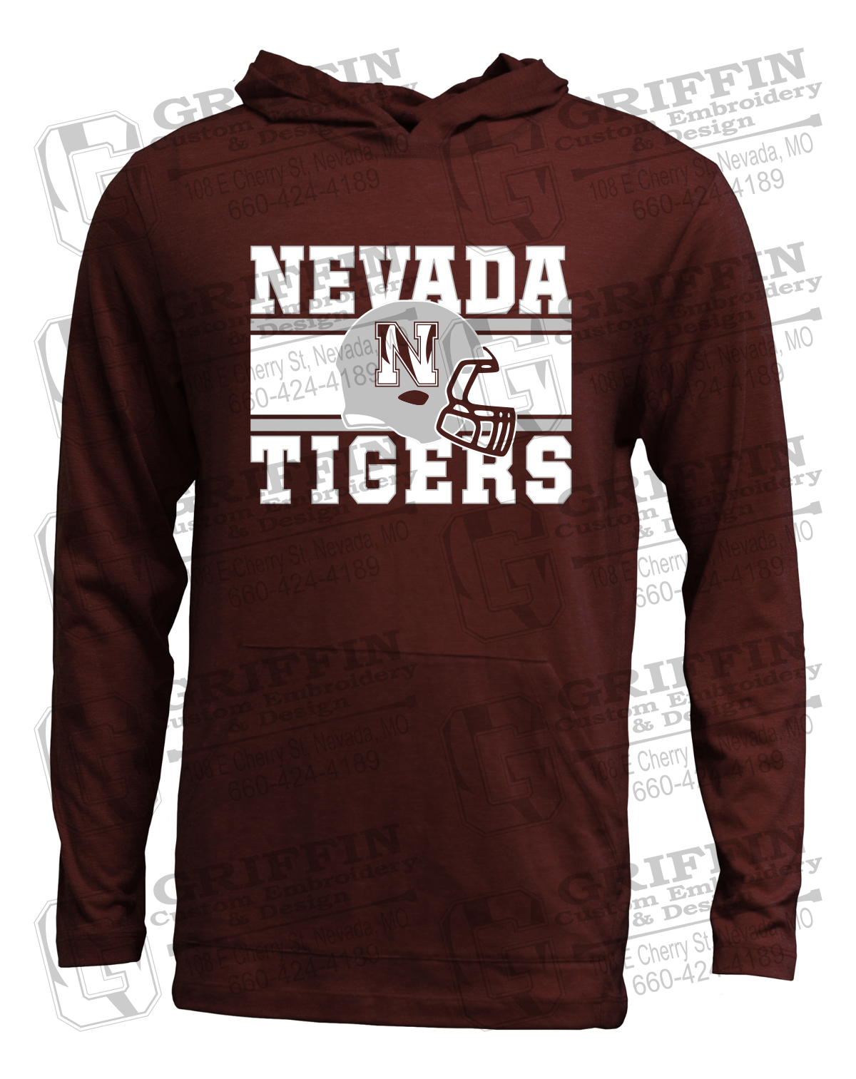 Soft-Tek T-Shirt Hoodie - Football - Nevada Tigers 26-F