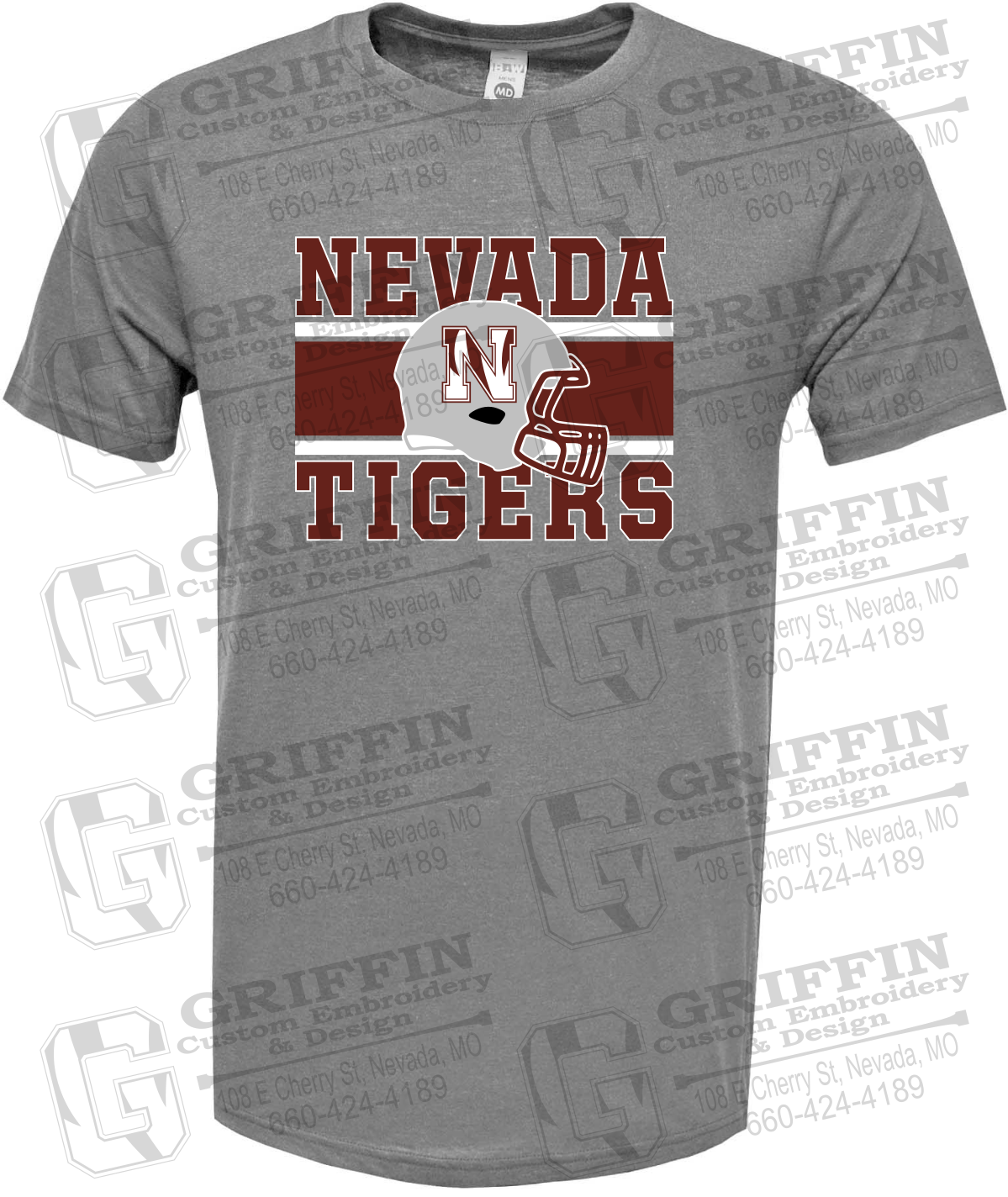Soft-Tek Short Sleeve T-Shirt - Football - Nevada Tigers 26-F