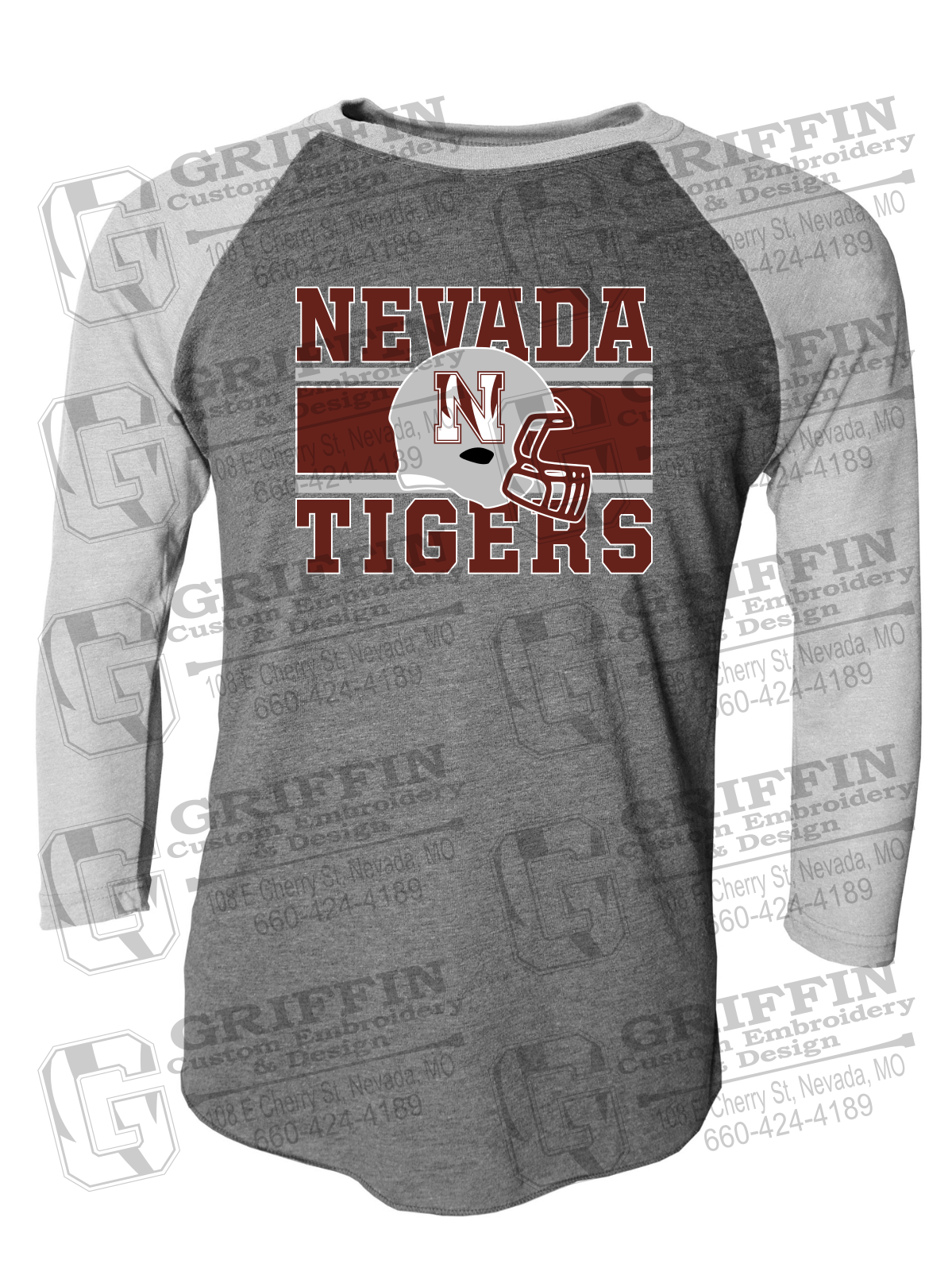 Tri-Blend Raglan Sleeve T-Shirt - Football - Nevada Tigers 26-F