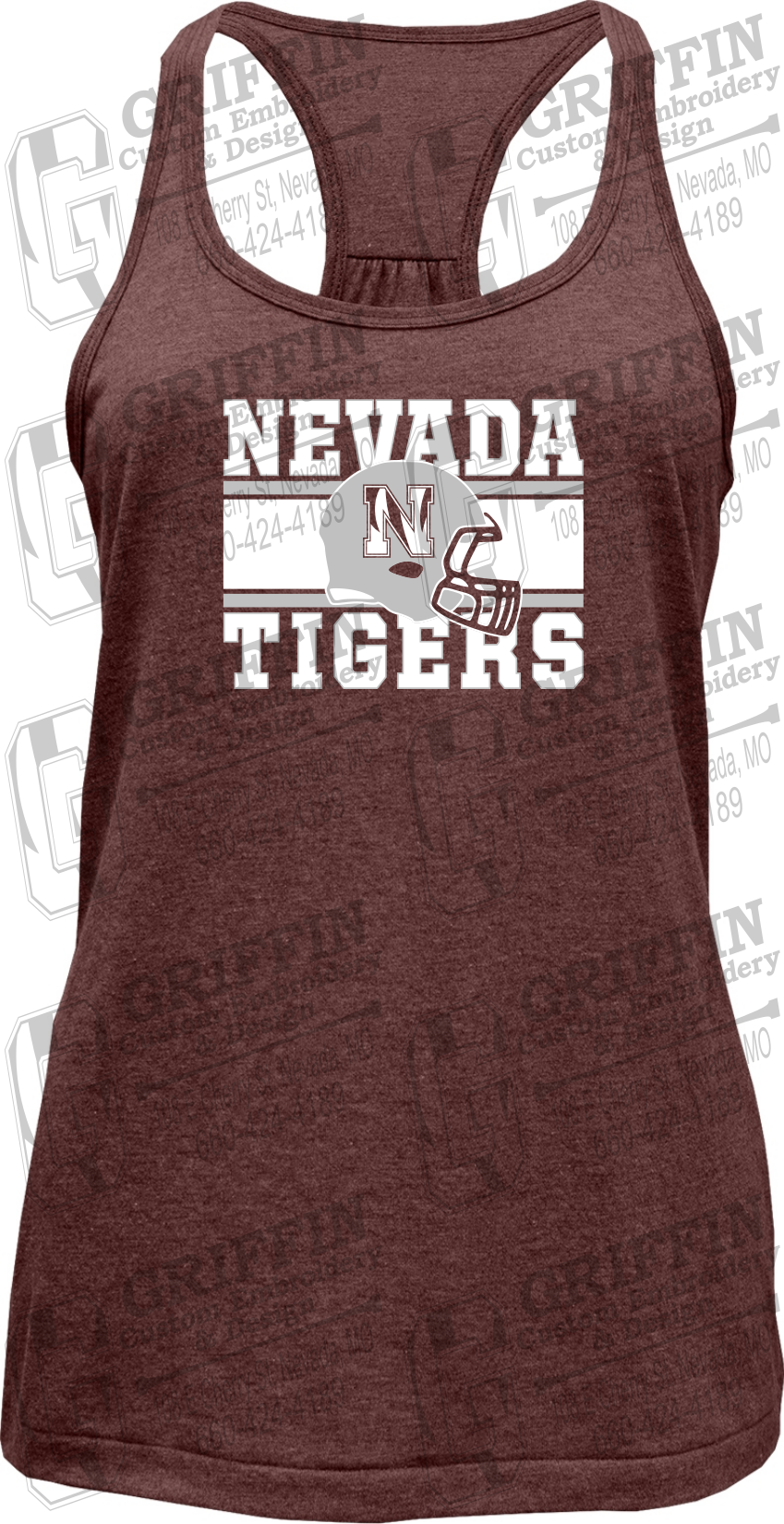 Womens Tri-Blend Tank Top - Football - Nevada Tigers 26-F