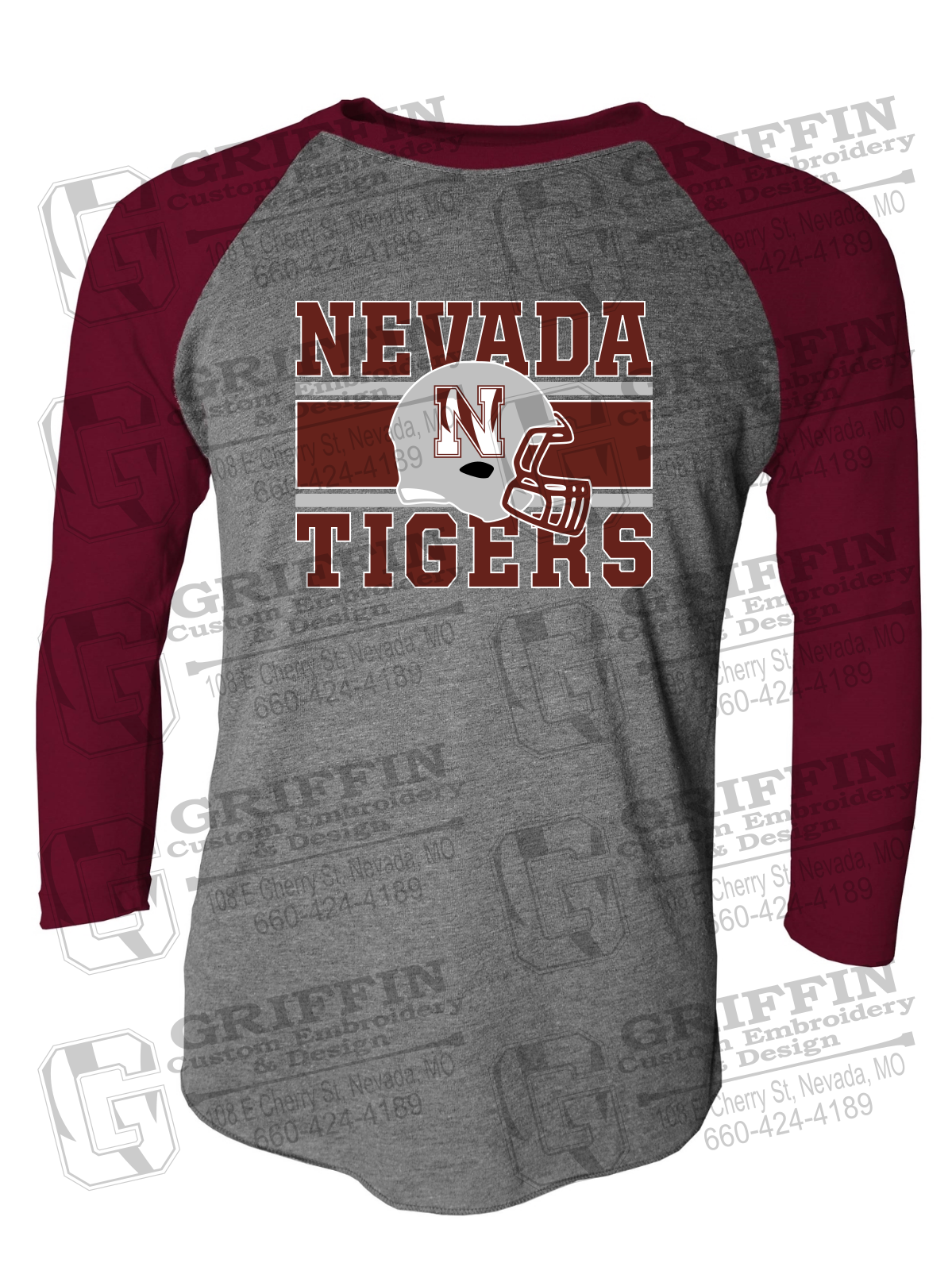 Tri-Blend Raglan Sleeve T-Shirt - Football - Nevada Tigers 26-F