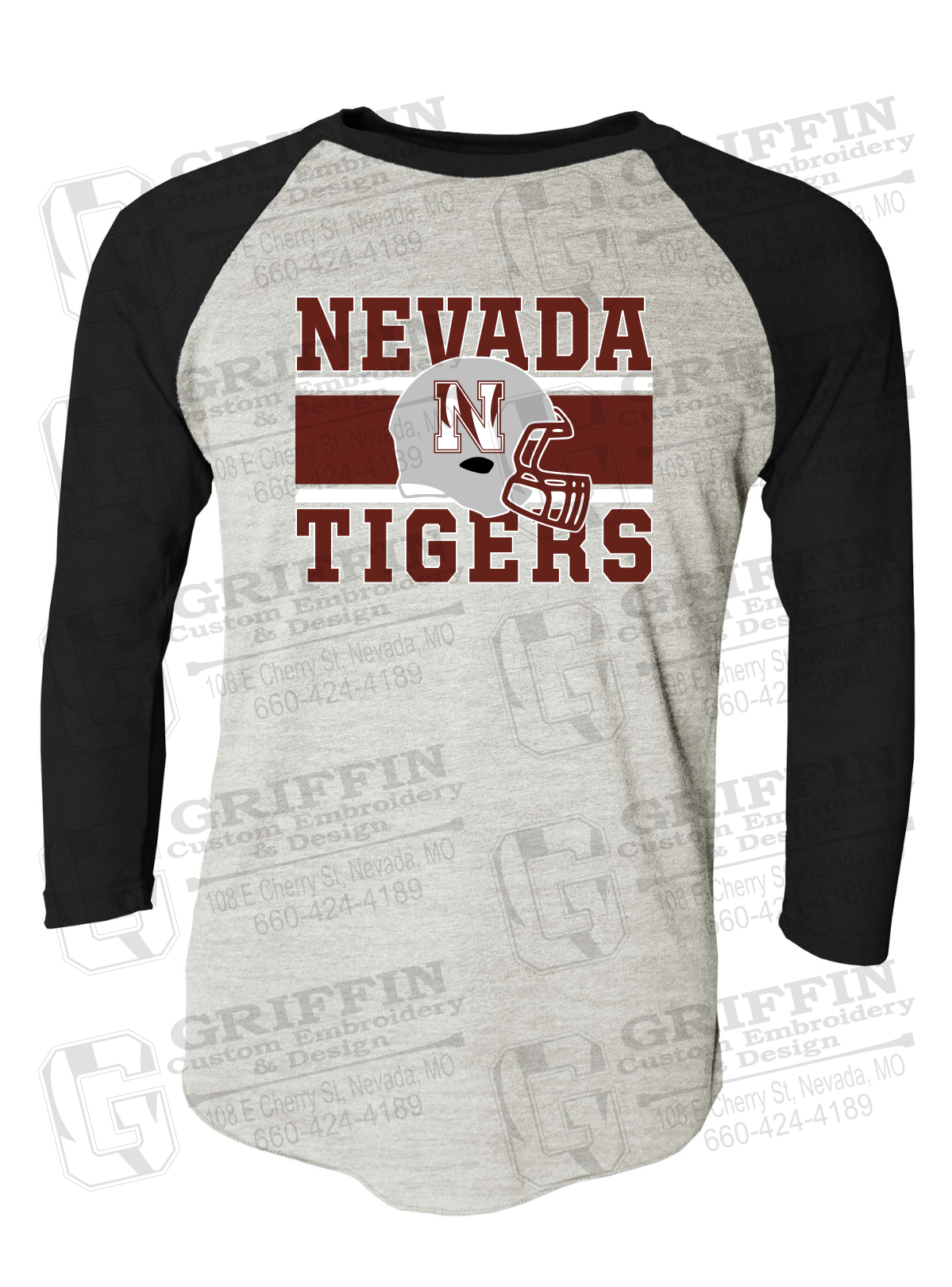 Tri-Blend Raglan Sleeve T-Shirt - Football - Nevada Tigers 26-F
