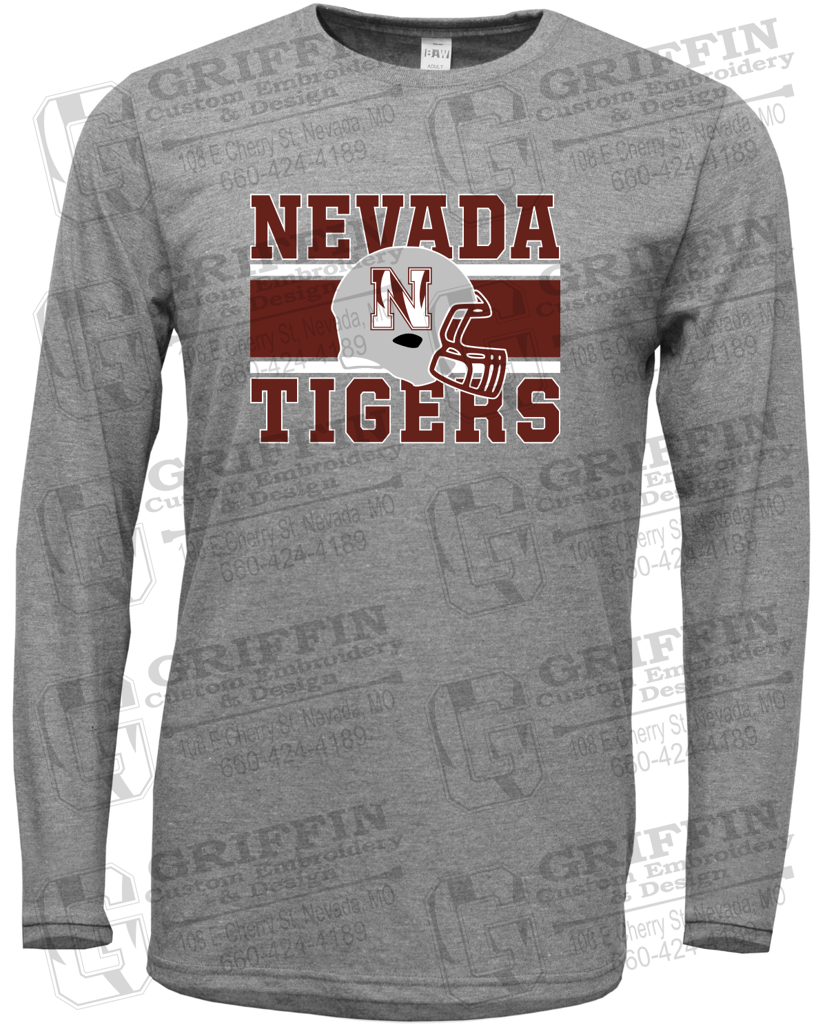 Soft-Tek Long Sleeve T-Shirt - Football - Nevada Tigers 26-F