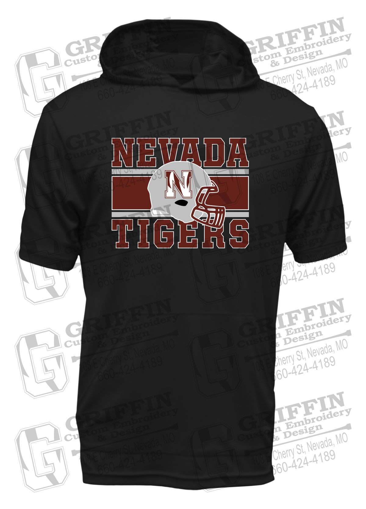 Dry-Fit Short Sleeve T-Shirt Hoodie - Football - Nevada Tigers 26-F