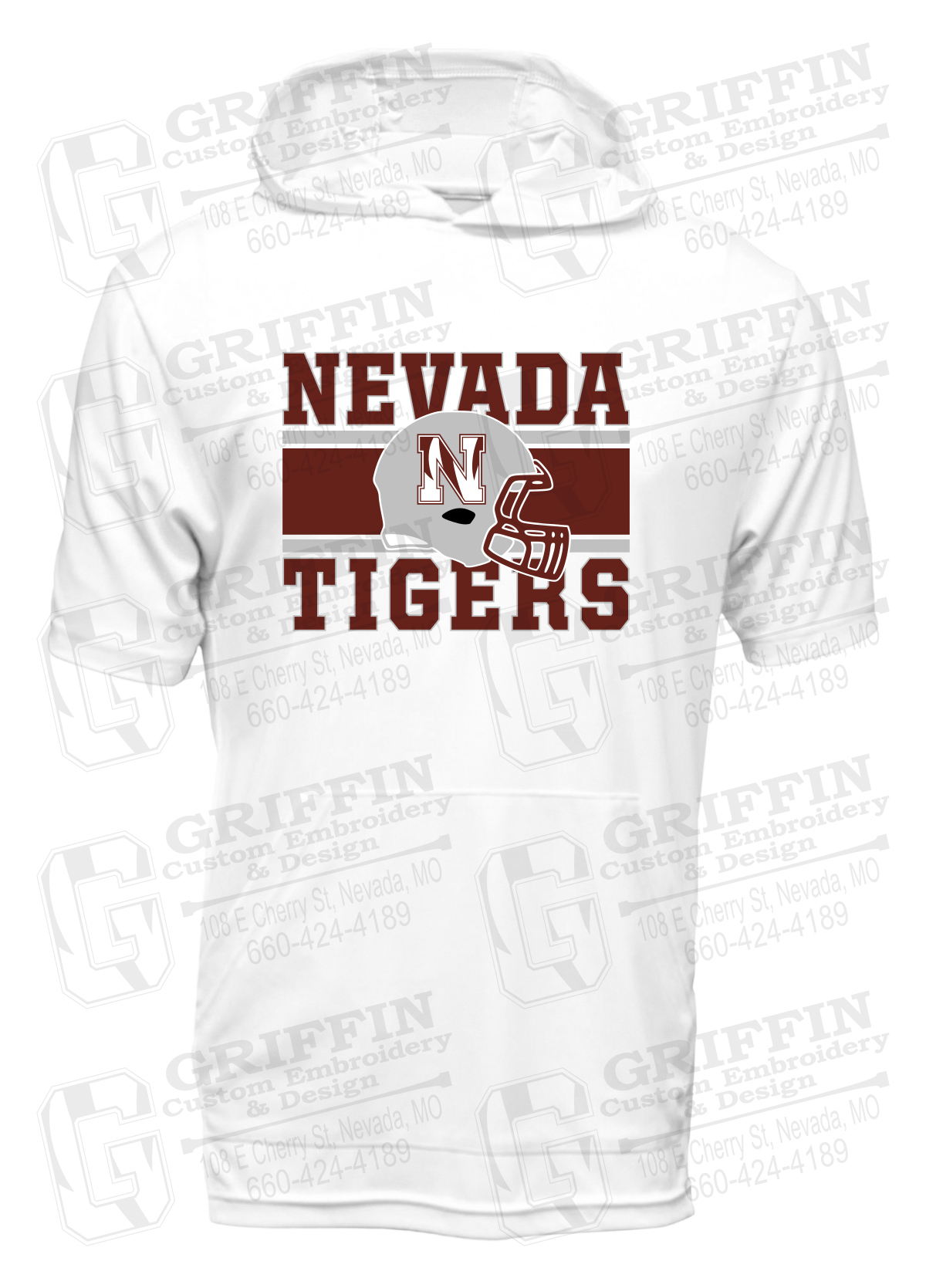 Dry-Fit Short Sleeve T-Shirt Hoodie - Football - Nevada Tigers 26-F