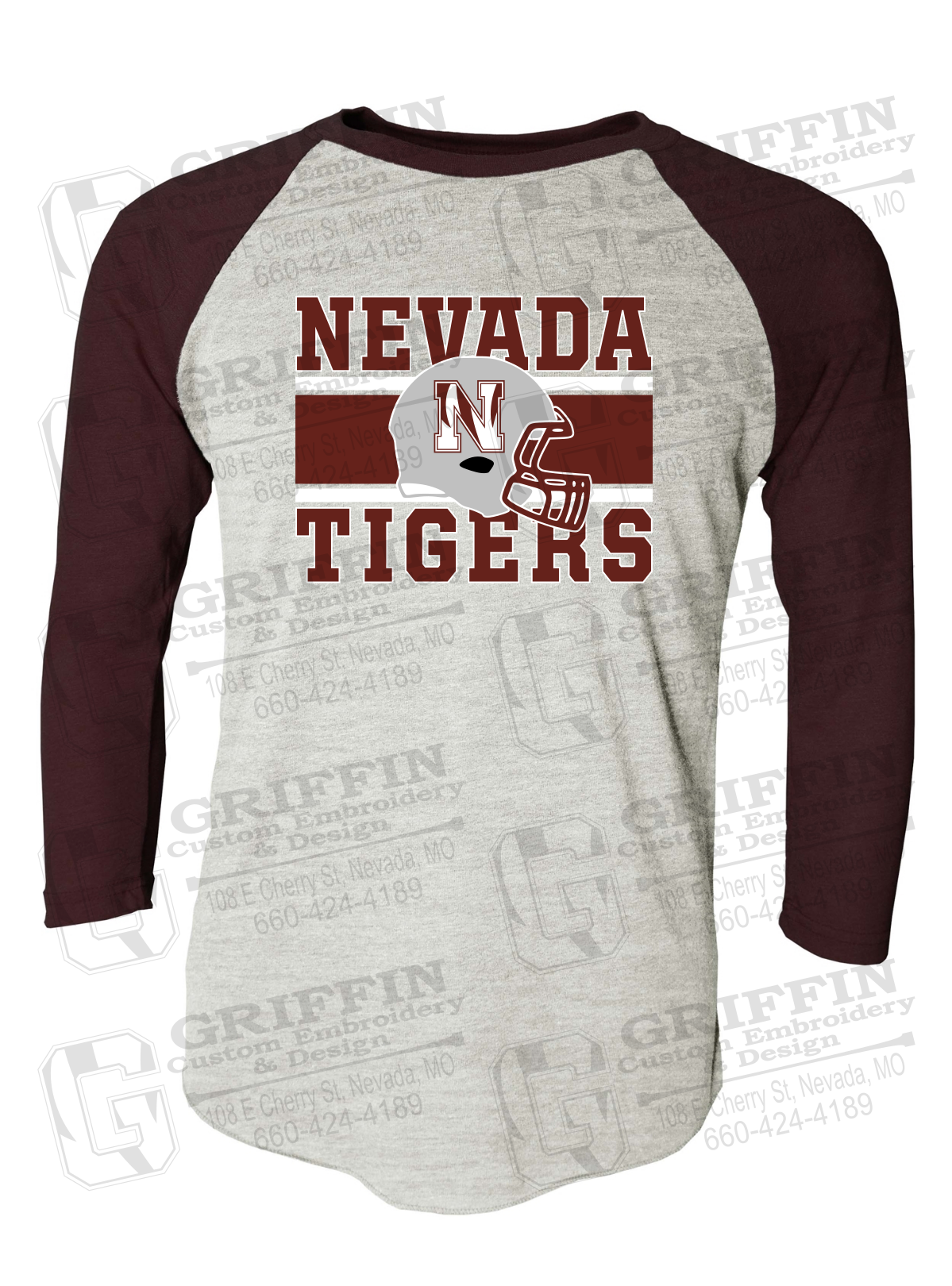 Tri-Blend Raglan Sleeve T-Shirt - Football - Nevada Tigers 26-F