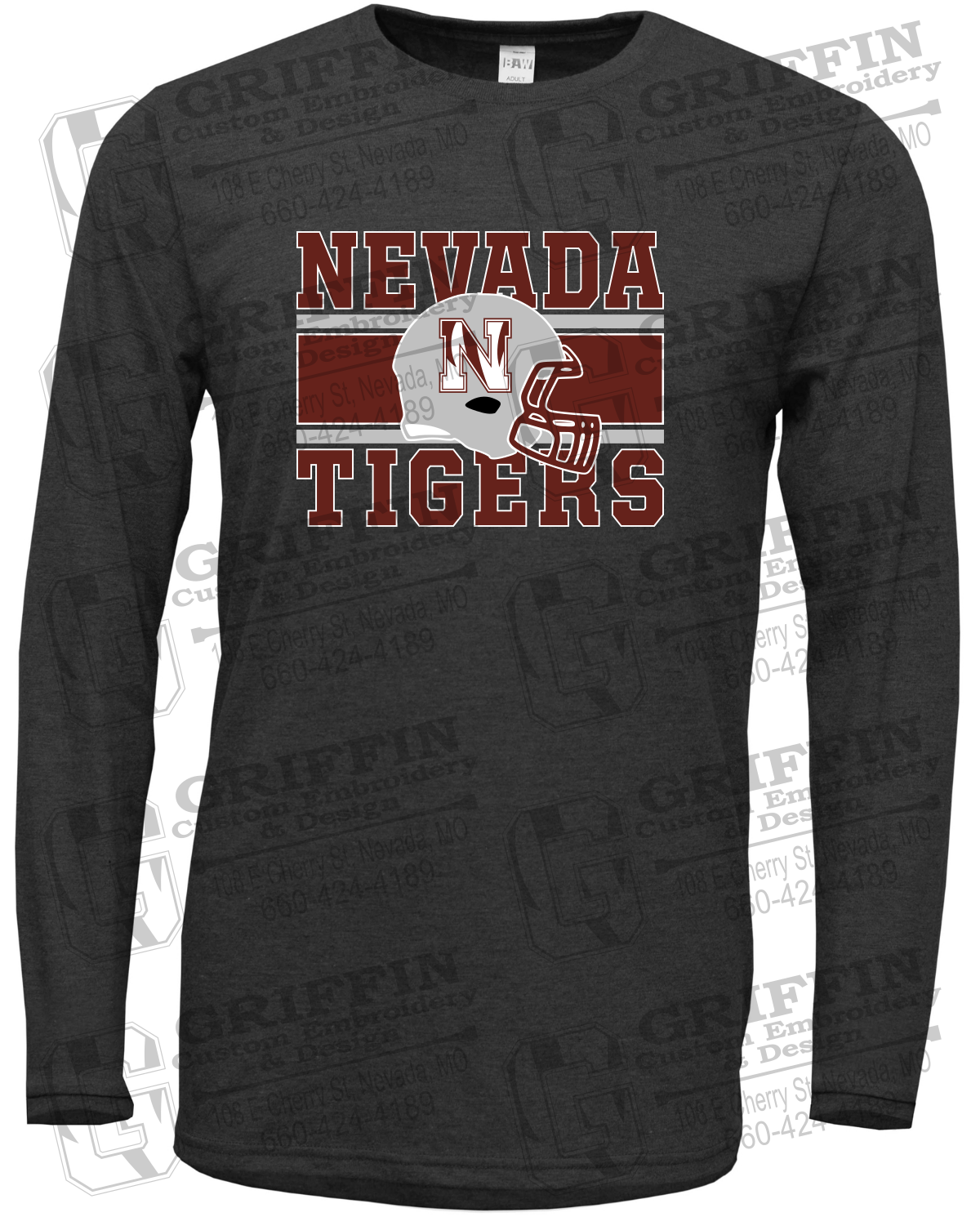 Soft-Tek Long Sleeve T-Shirt - Football - Nevada Tigers 26-F