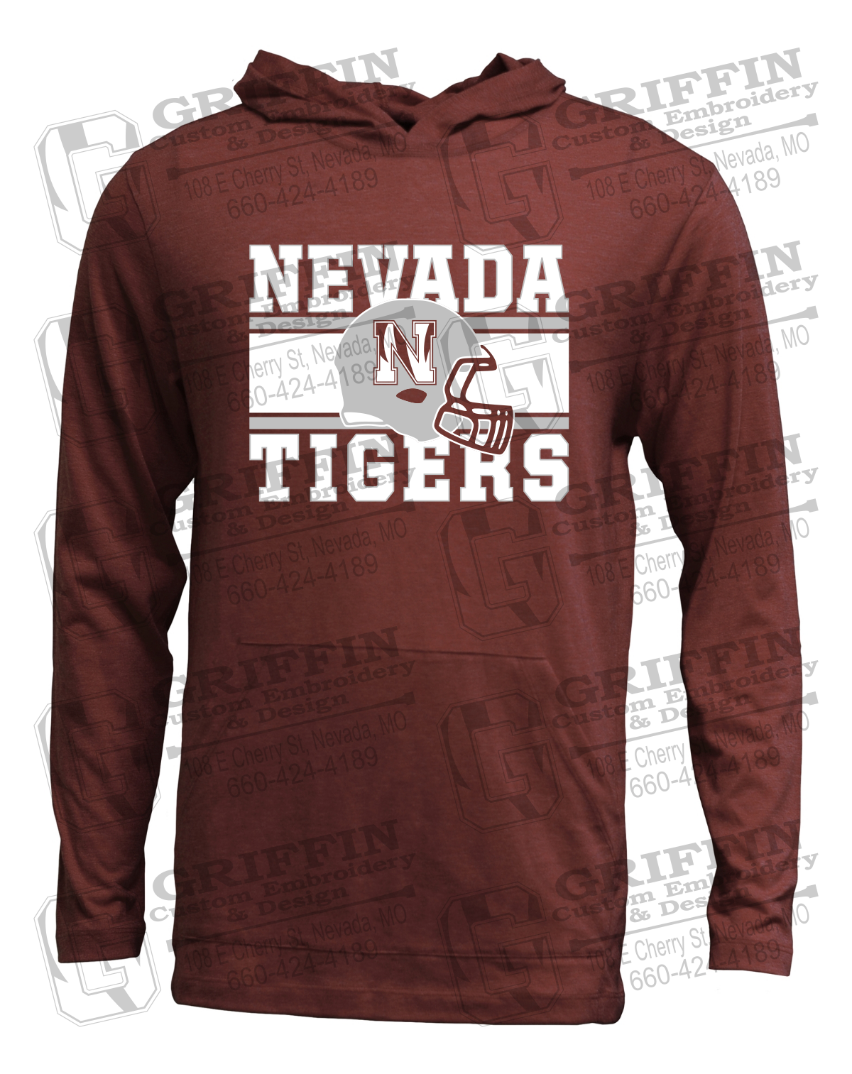 Soft-Tek T-Shirt Hoodie - Football - Nevada Tigers 26-F