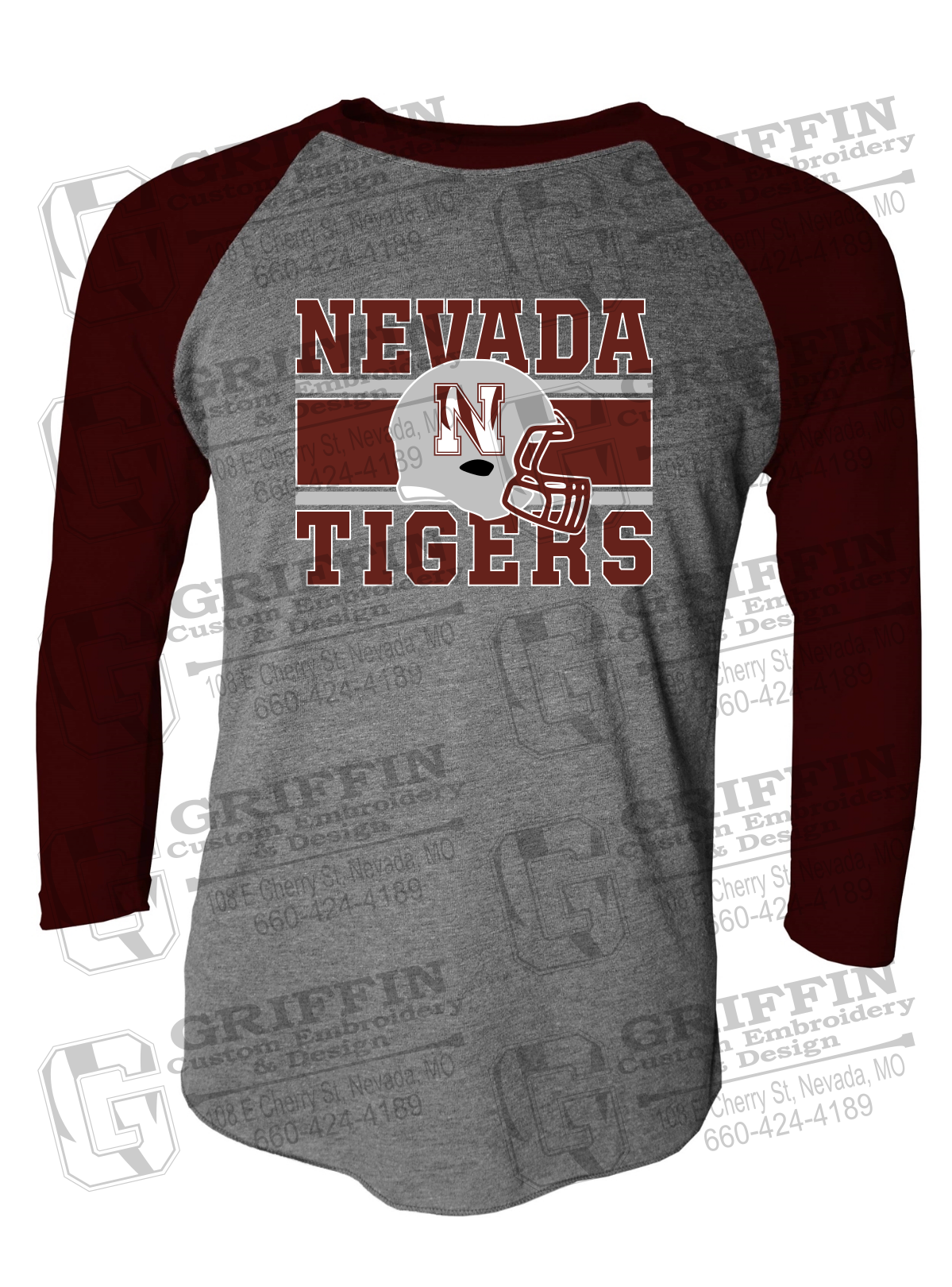Tri-Blend Raglan Sleeve T-Shirt - Football - Nevada Tigers 26-F