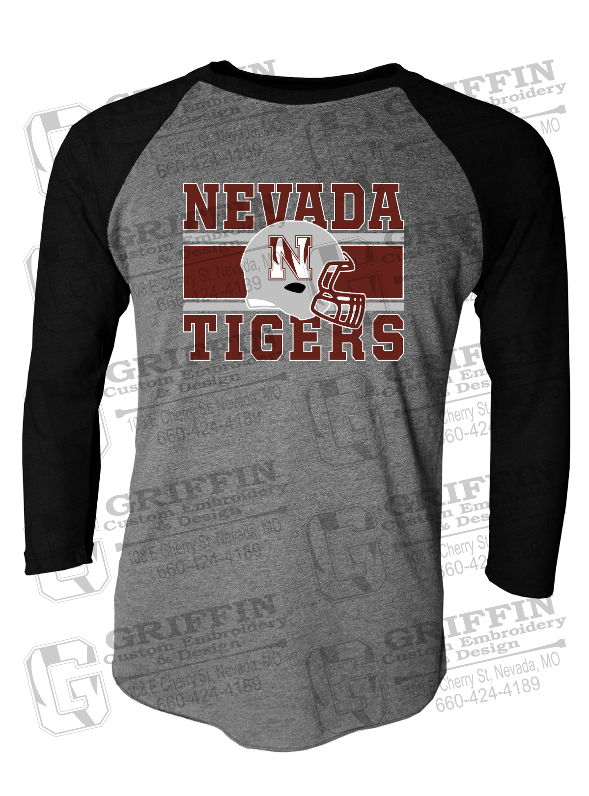 Tri-Blend Raglan Sleeve T-Shirt - Football - Nevada Tigers 26-F