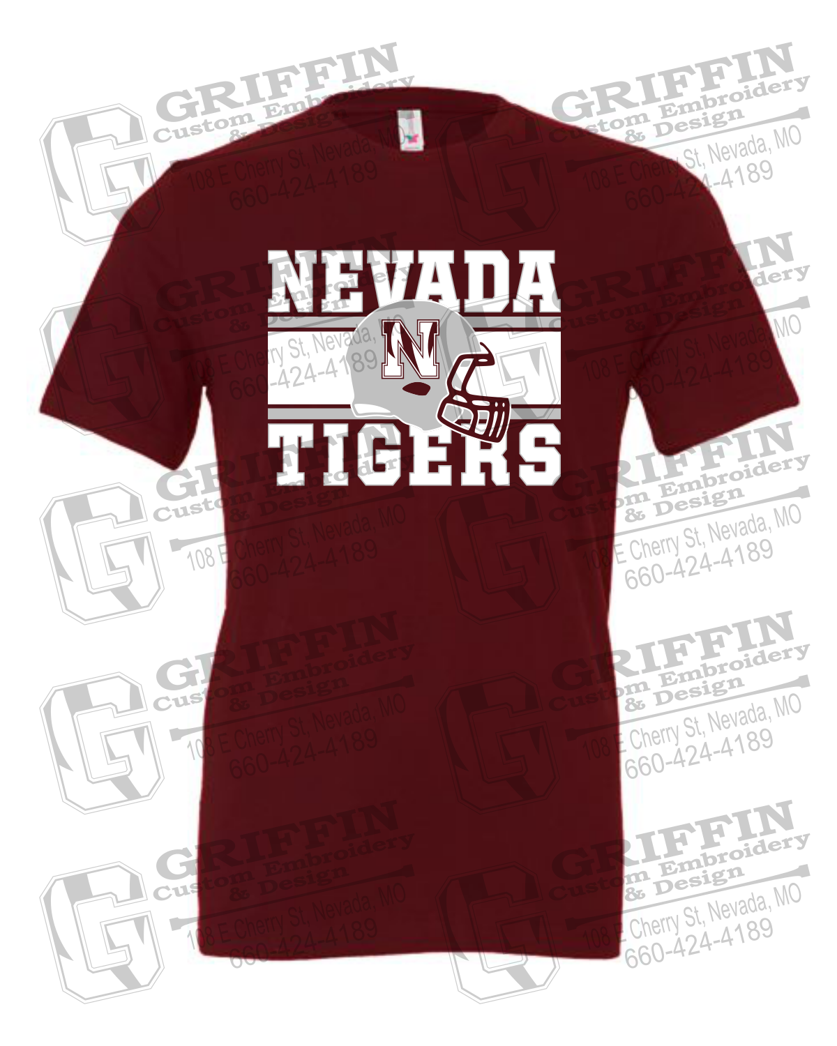 Cotton Short Sleeve T-Shirt - Football - Nevada Tigers 26-F