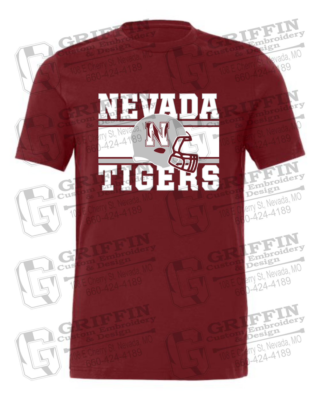 Cotton Short Sleeve T-Shirt - Football - Nevada Tigers 26-F