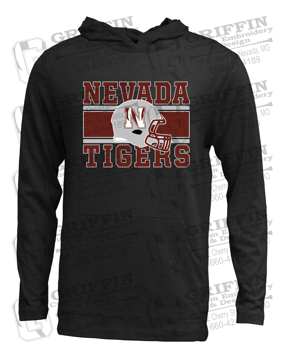 Soft-Tek T-Shirt Hoodie - Football - Nevada Tigers 26-F