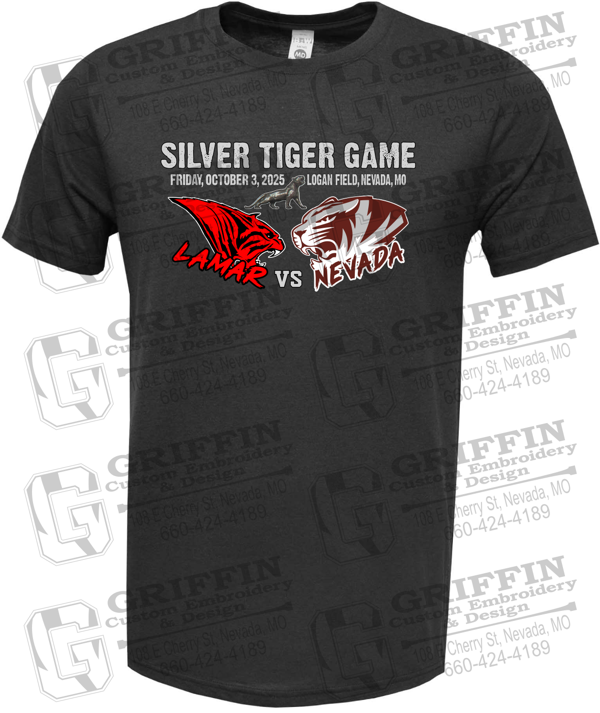 Soft-Tek Short Sleeve T-Shirt - Silver Tiger 2025 Football - Nevada Tigers 26-G