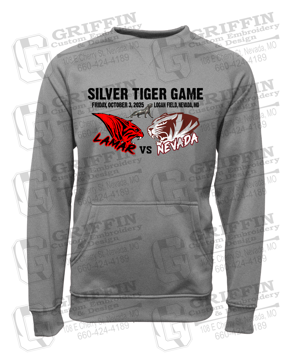 Performance Fleece Sweatshirt - Silver Tiger 2025 Football - Nevada Tigers 26-G