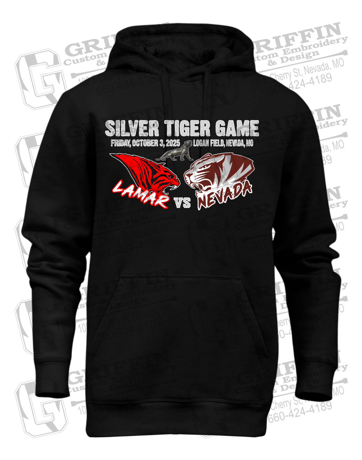 Heavyweight Fleece Hoodie - Silver Tiger 2025 Football - Nevada Tigers 26-G
