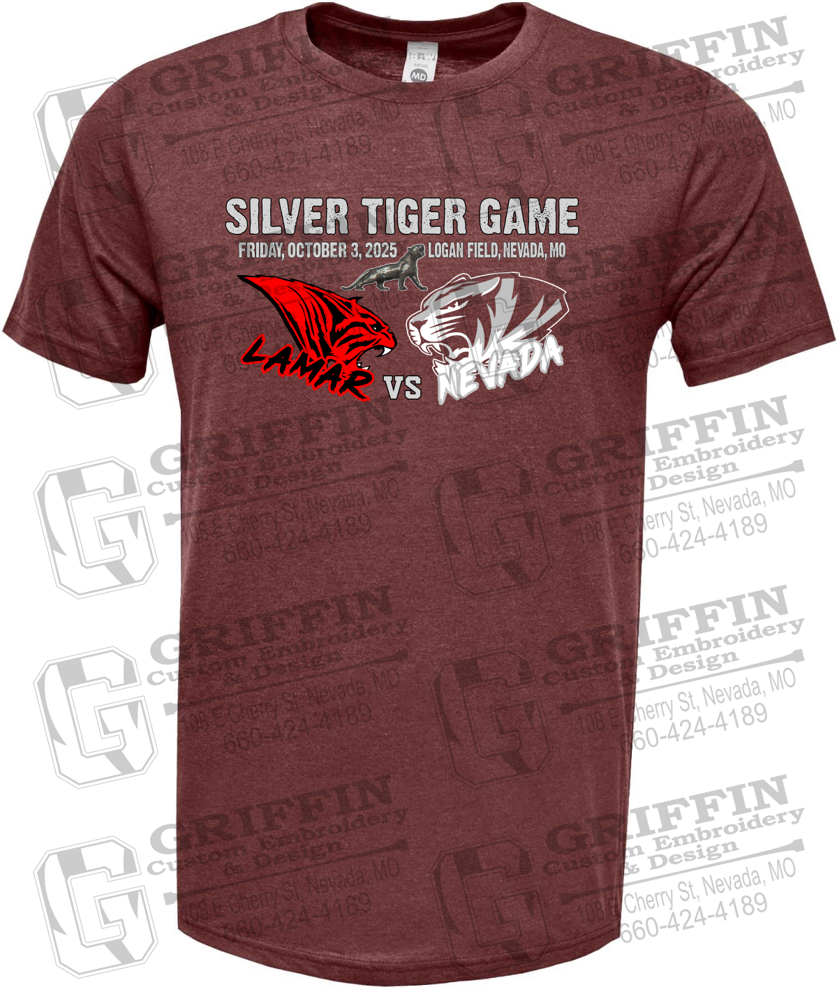 Soft-Tek Short Sleeve T-Shirt - Silver Tiger 2025 Football - Nevada Tigers 26-G