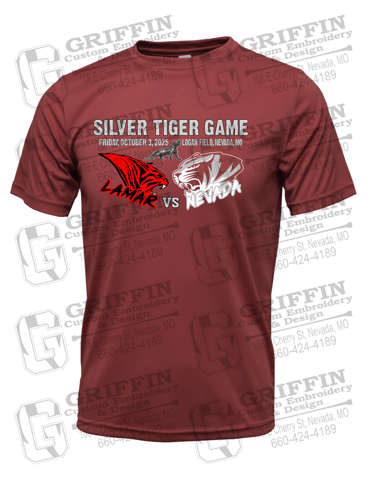 Dry-Fit Short Sleeve T-Shirt - Silver Tiger 2025 Football - Nevada Tigers 26-G