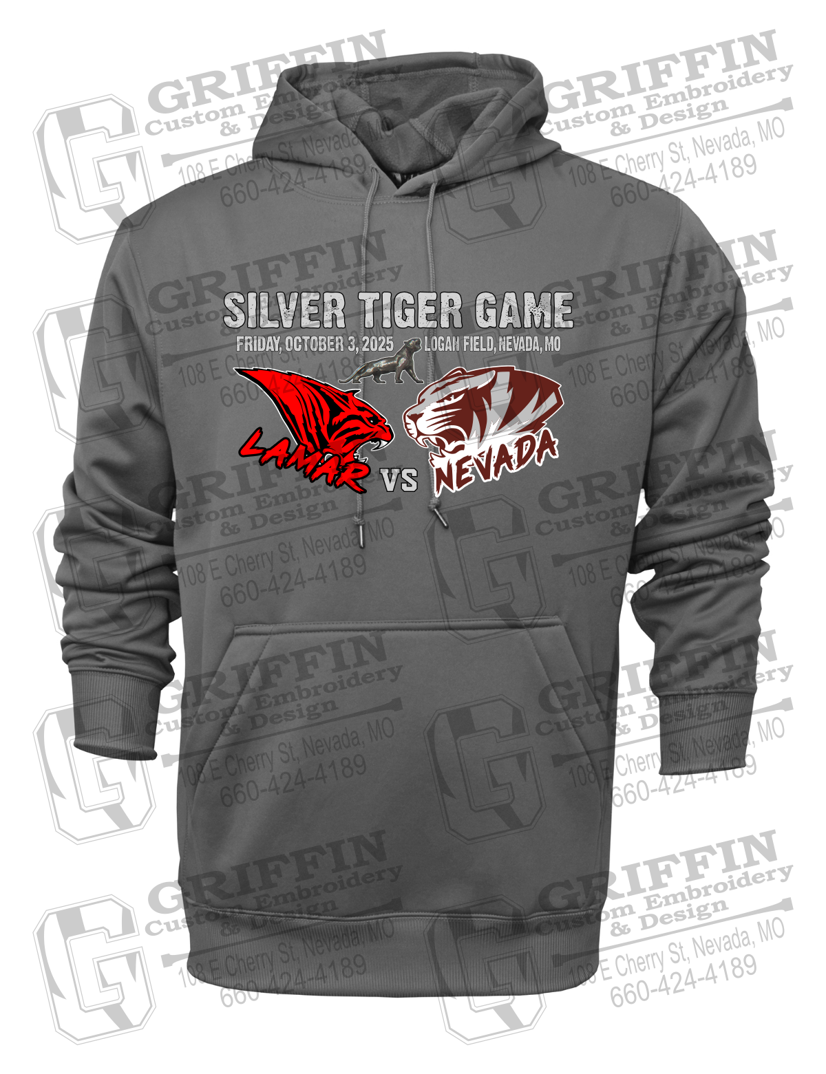 Performance Fleece Hoodie - Silver Tiger 2025 Football - Nevada Tigers 26-G