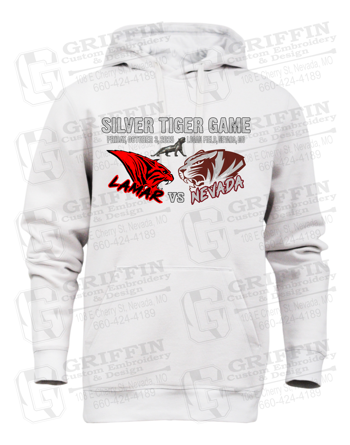 Heavyweight Fleece Hoodie - Silver Tiger 2025 Football - Nevada Tigers 26-G