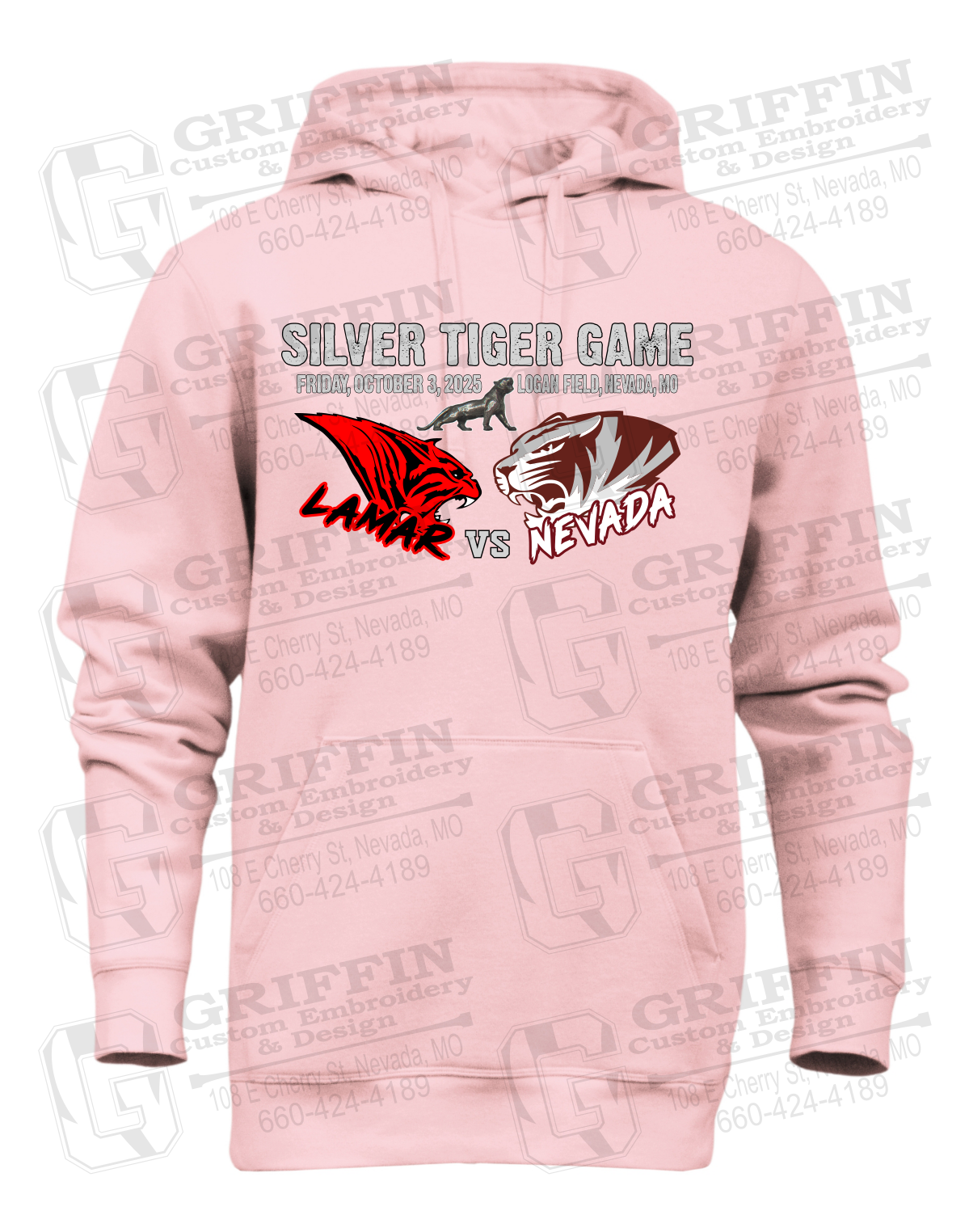 Heavyweight Fleece Hoodie - Silver Tiger 2025 Football - Nevada Tigers 26-G