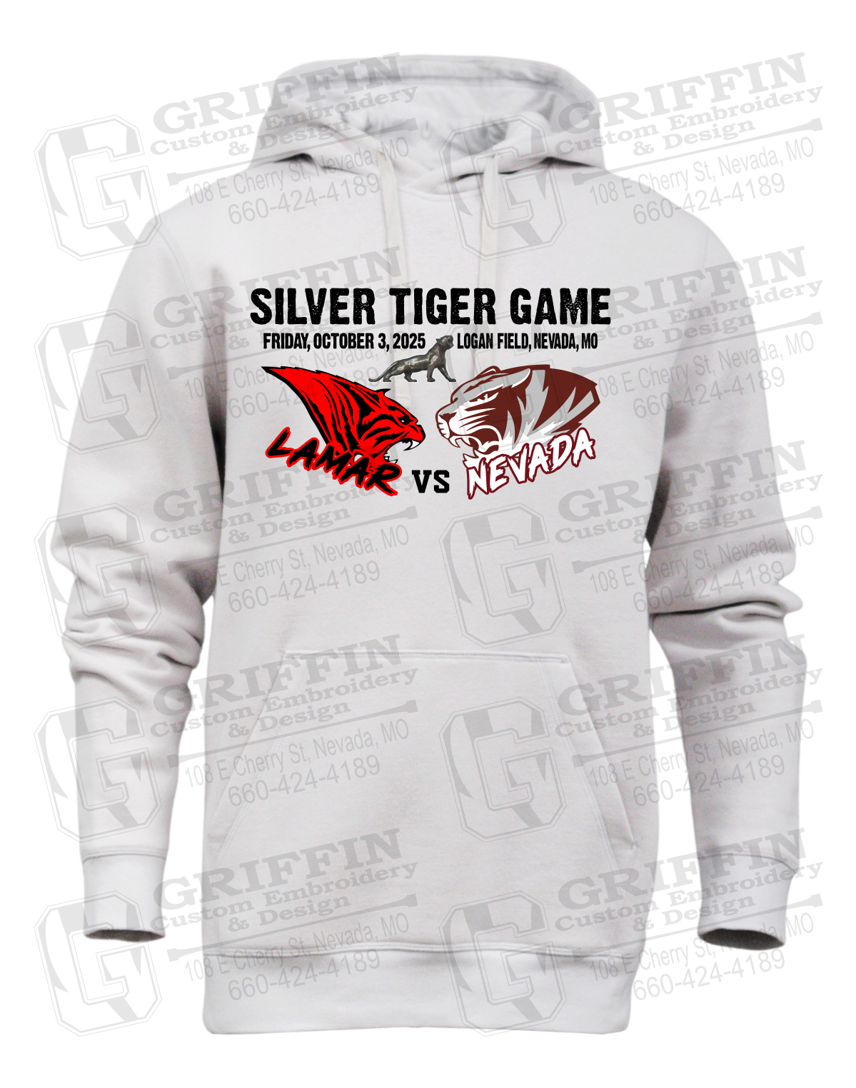 Heavyweight Fleece Hoodie - Silver Tiger 2025 Football - Nevada Tigers 26-G