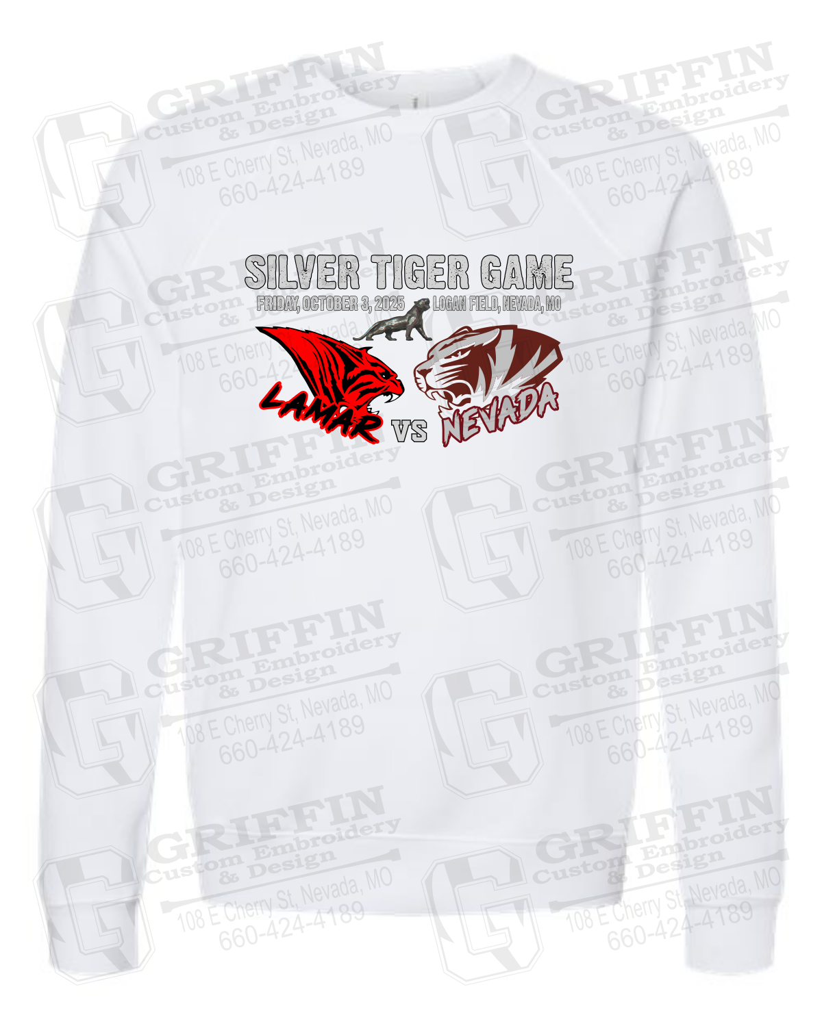 Sponge Fleece Sweatshirt - Silver Tiger 2025 Football - Nevada Tigers 26-G