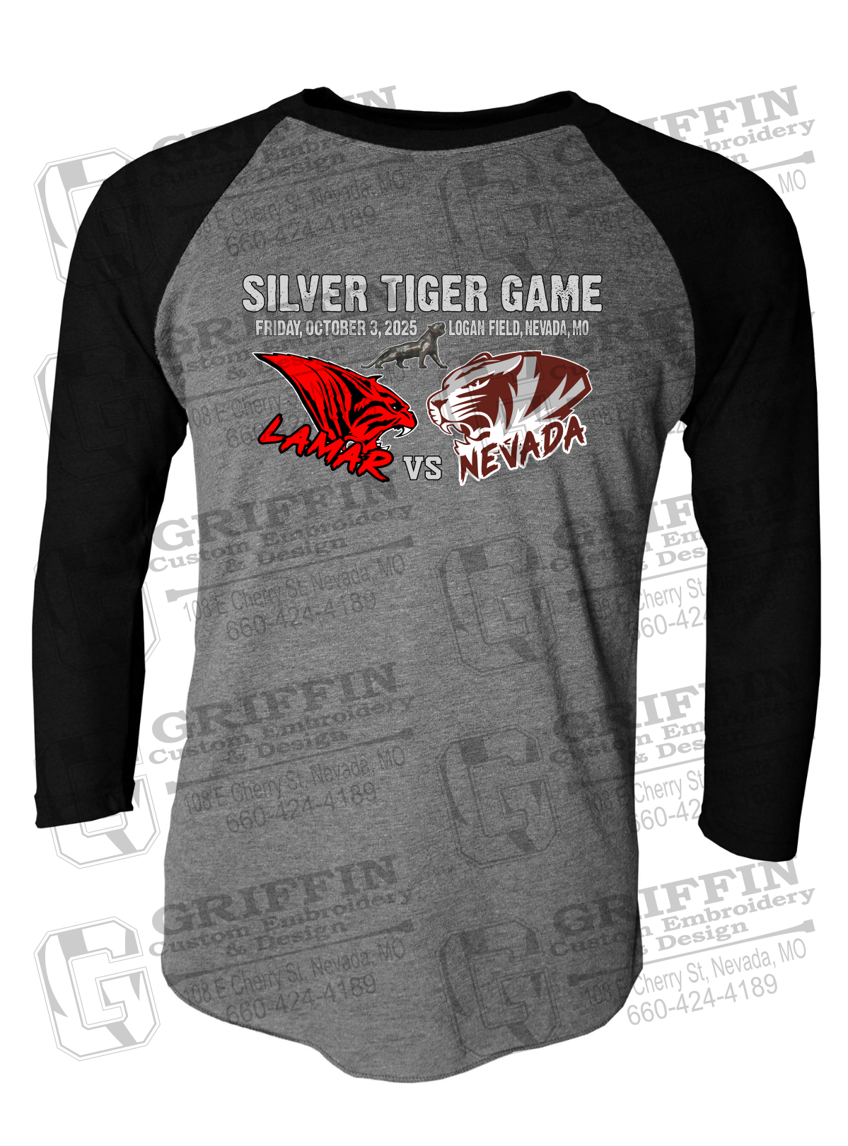 Tri-Blend Raglan Sleeve T-Shirt - Silver Tiger 2025 Football - Nevada Tigers 26-G