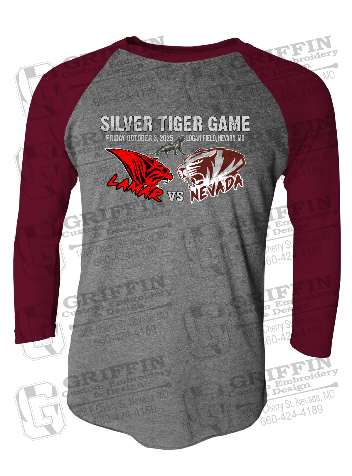 Tri-Blend Raglan Sleeve T-Shirt - Silver Tiger 2025 Football - Nevada Tigers 26-G