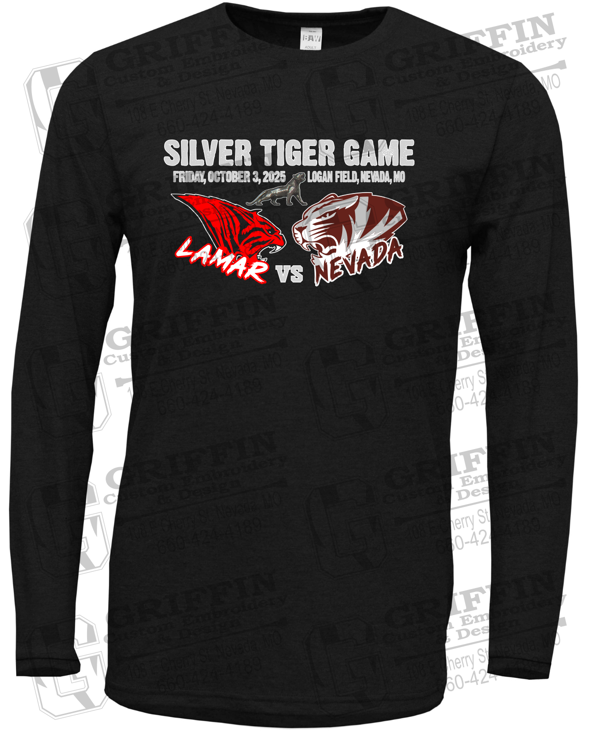 Soft-Tek Long Sleeve T-Shirt - Silver Tiger 2025 Football - Nevada Tigers 26-G