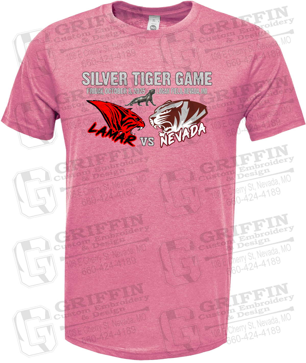 Soft-Tek Short Sleeve T-Shirt - Silver Tiger 2025 Football - Nevada Tigers 26-G