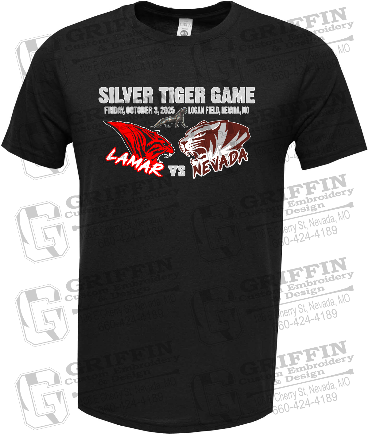 Soft-Tek Short Sleeve T-Shirt - Silver Tiger 2025 Football - Nevada Tigers 26-G