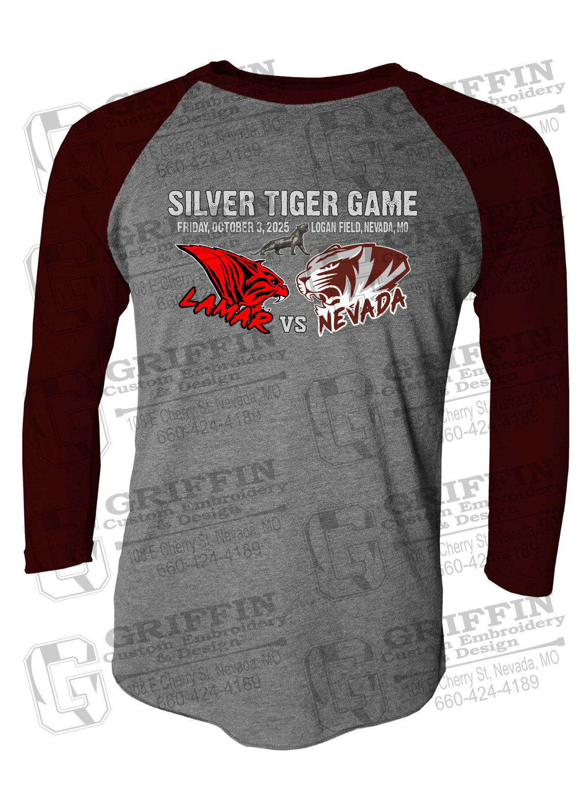 Tri-Blend Raglan Sleeve T-Shirt - Silver Tiger 2025 Football - Nevada Tigers 26-G