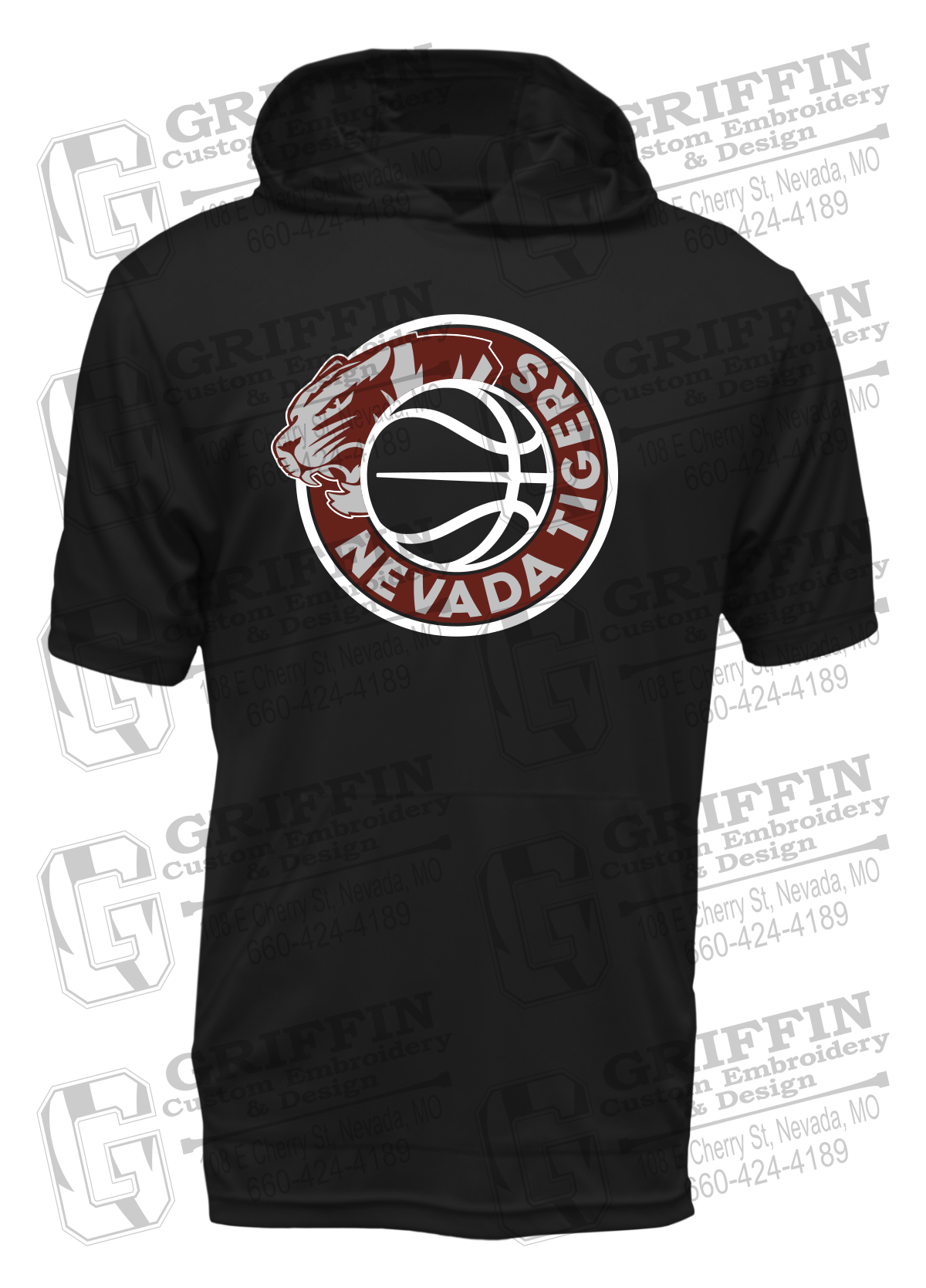 Dry-Fit Short Sleeve T-Shirt Hoodie - Basketball - Nevada Tigers 26-J