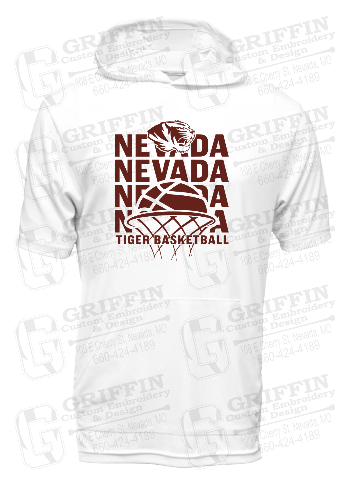 Dry-Fit Short Sleeve T-Shirt Hoodie - Basketball - Nevada Tigers 26-L