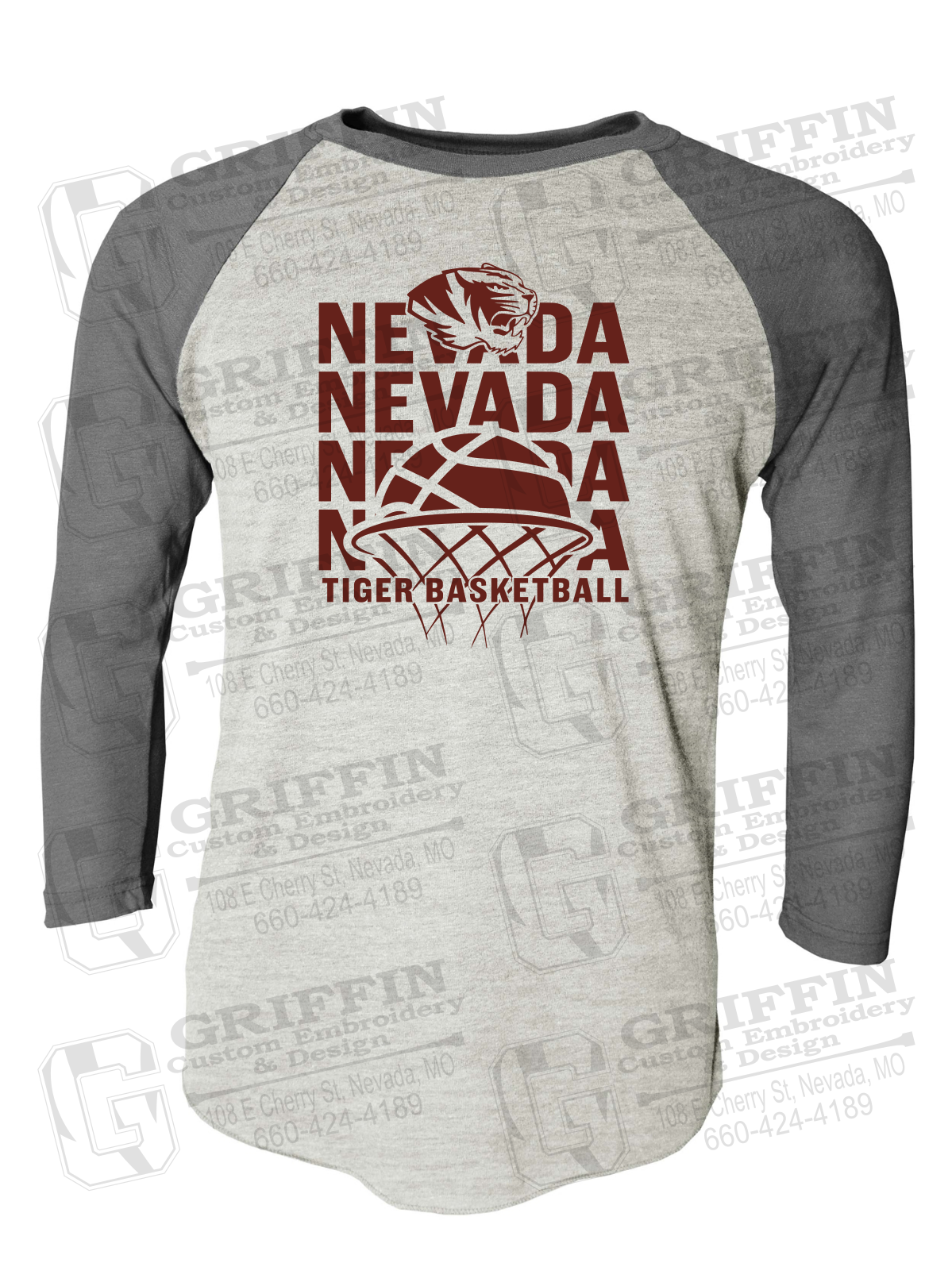 Tri-Blend Raglan Sleeve T-Shirt - Basketball - Nevada Tigers 25-L